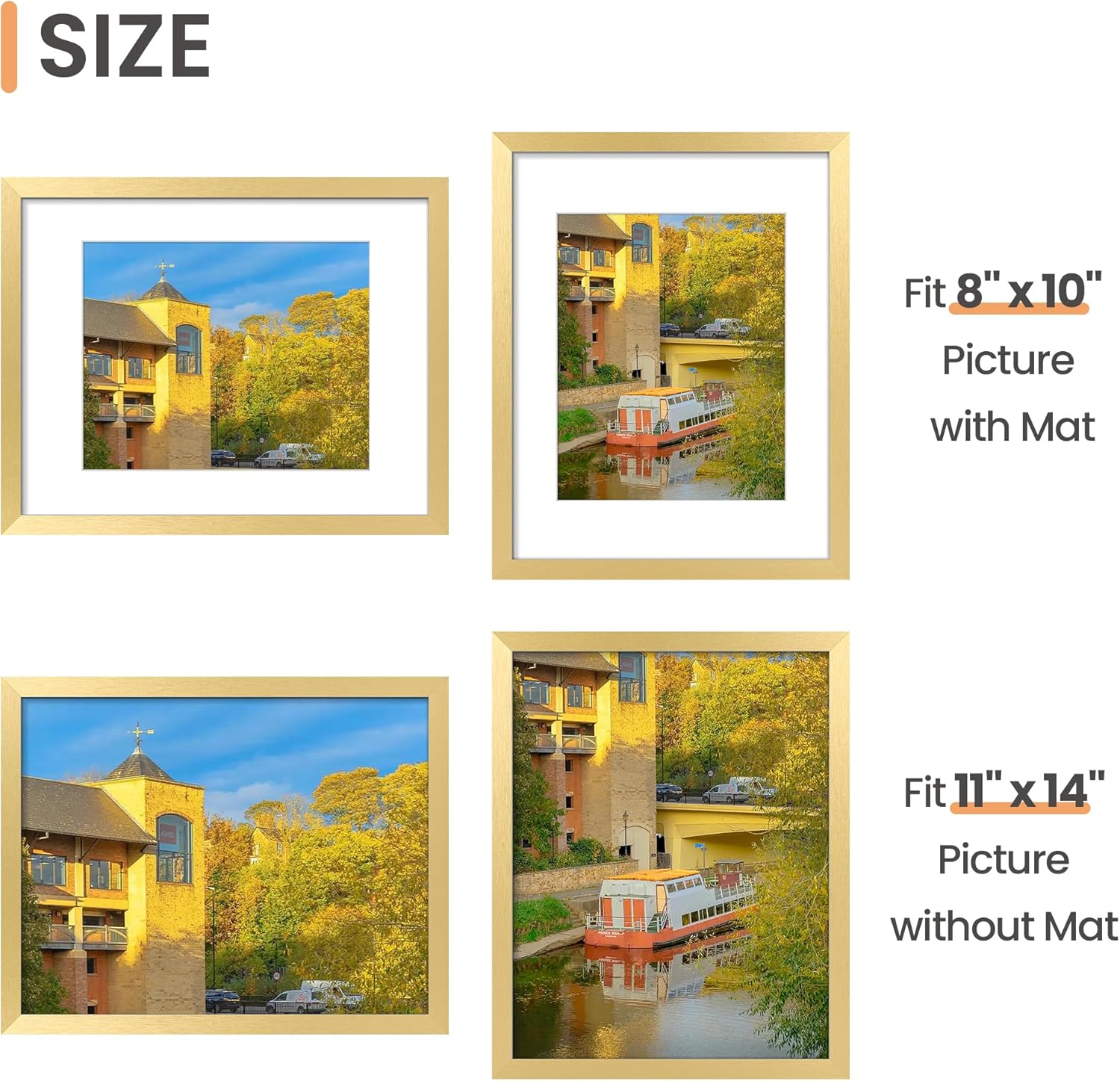 upsimples 8x10 Picture Frame Set of 5, Display Pictures 5x7 with Mat or 8 x 10 Without, Wall Gallery Photo Frames, Black