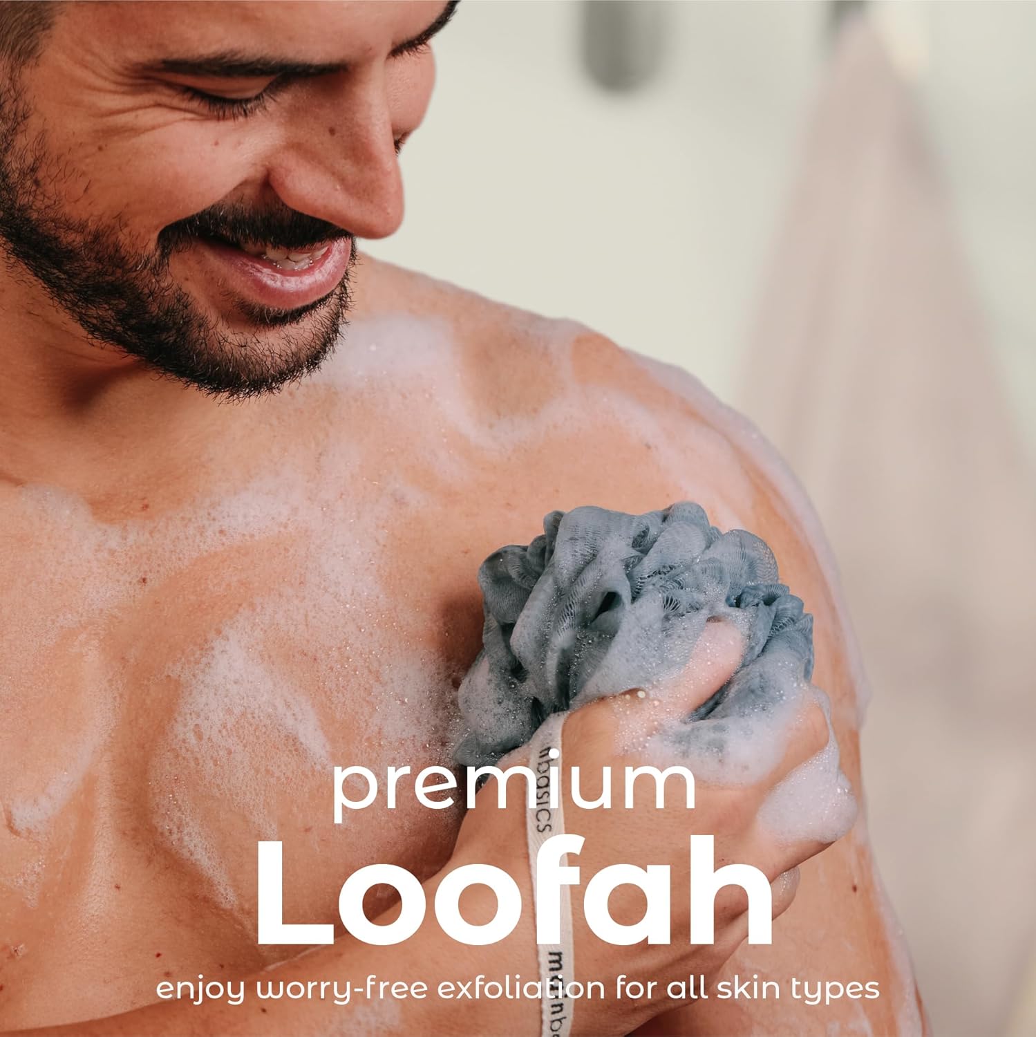 MainBasics Bath Shower Loofah Sponge Pouf Body Scrubber Exfoliator Body Wash Sponge