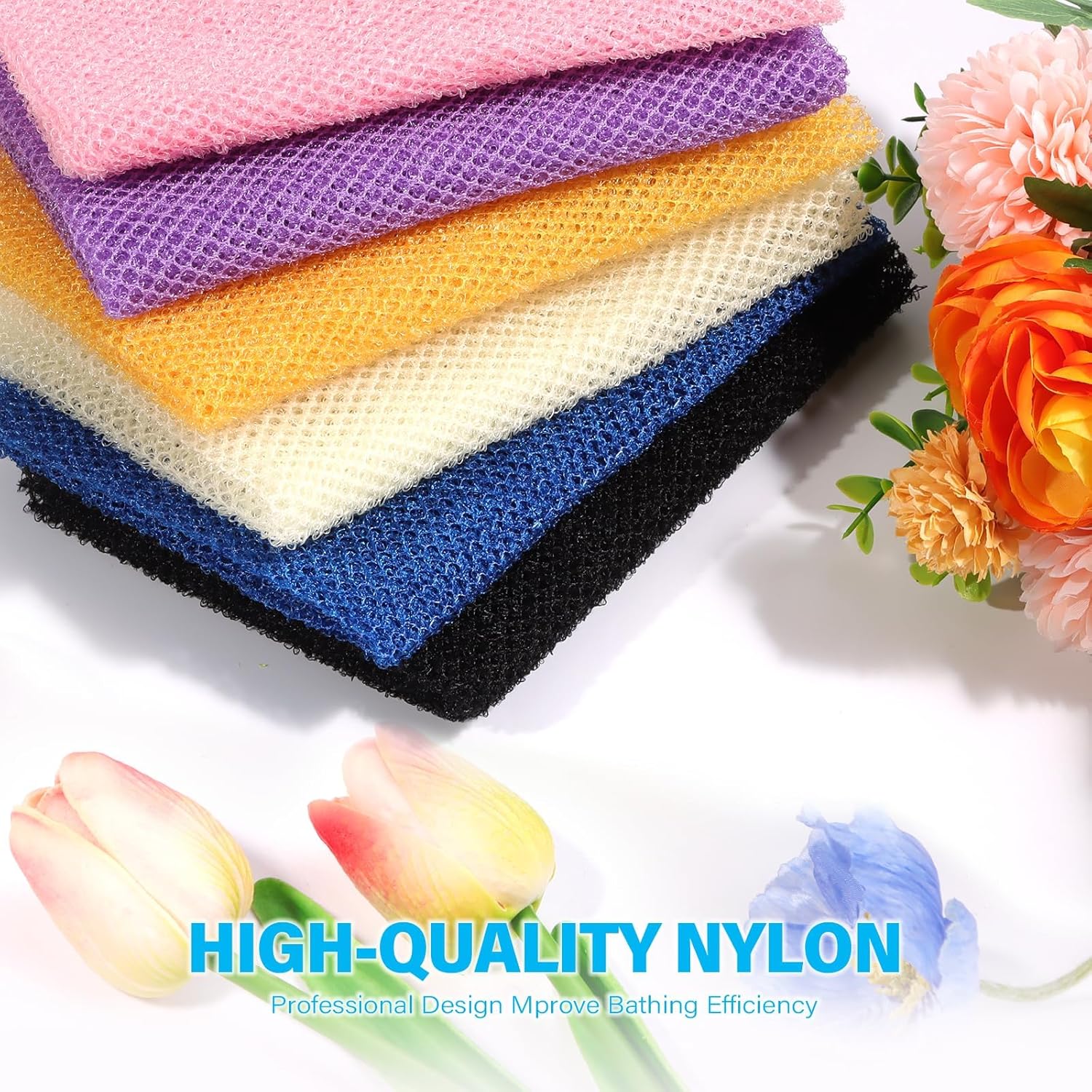 UJFQBH 3 Pieces African Bath Sponge African Net Long Net Bath Sponge Exfoliating Shower Body Scrubber Back Scrubber Skin Smoother