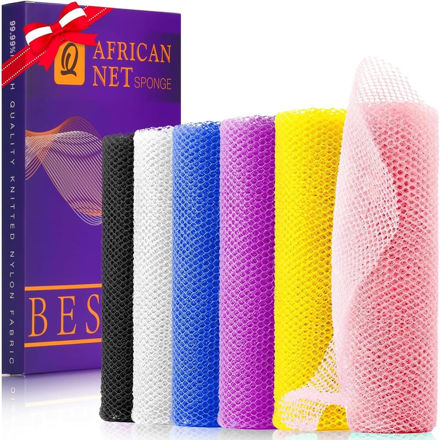 UJFQBH 3 Pieces African Bath Sponge African Net Long Net Bath Sponge Exfoliating Shower Body Scrubber Back Scrubber Skin Smoother