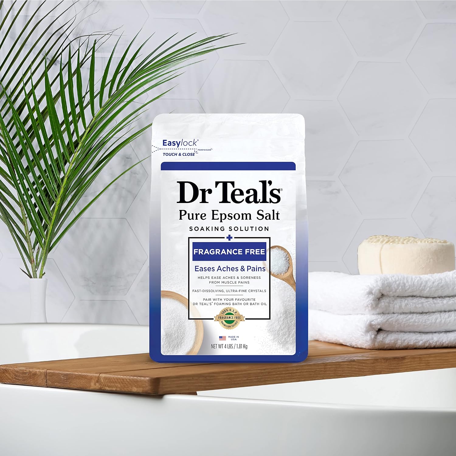 Dr Teal's Epsom Salt Magnesium Soak, Fragrance Free,