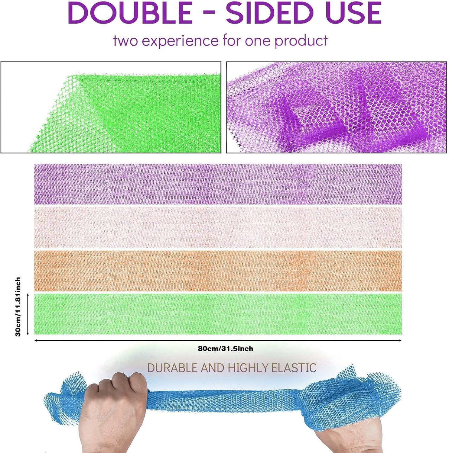 UJFQBH 3 Pieces African Bath Sponge African Net Long Net Bath Sponge Exfoliating Shower Body Scrubber Back Scrubber Skin Smoother