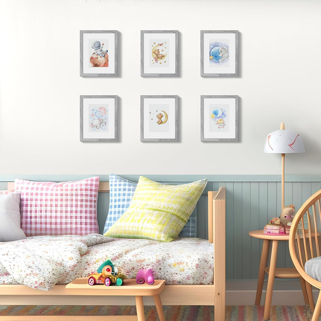 upsimples 8x10 Picture Frame Set of 5, Display Pictures 5x7 with Mat or 8 x 10 Without, Wall Gallery Photo Frames, Black