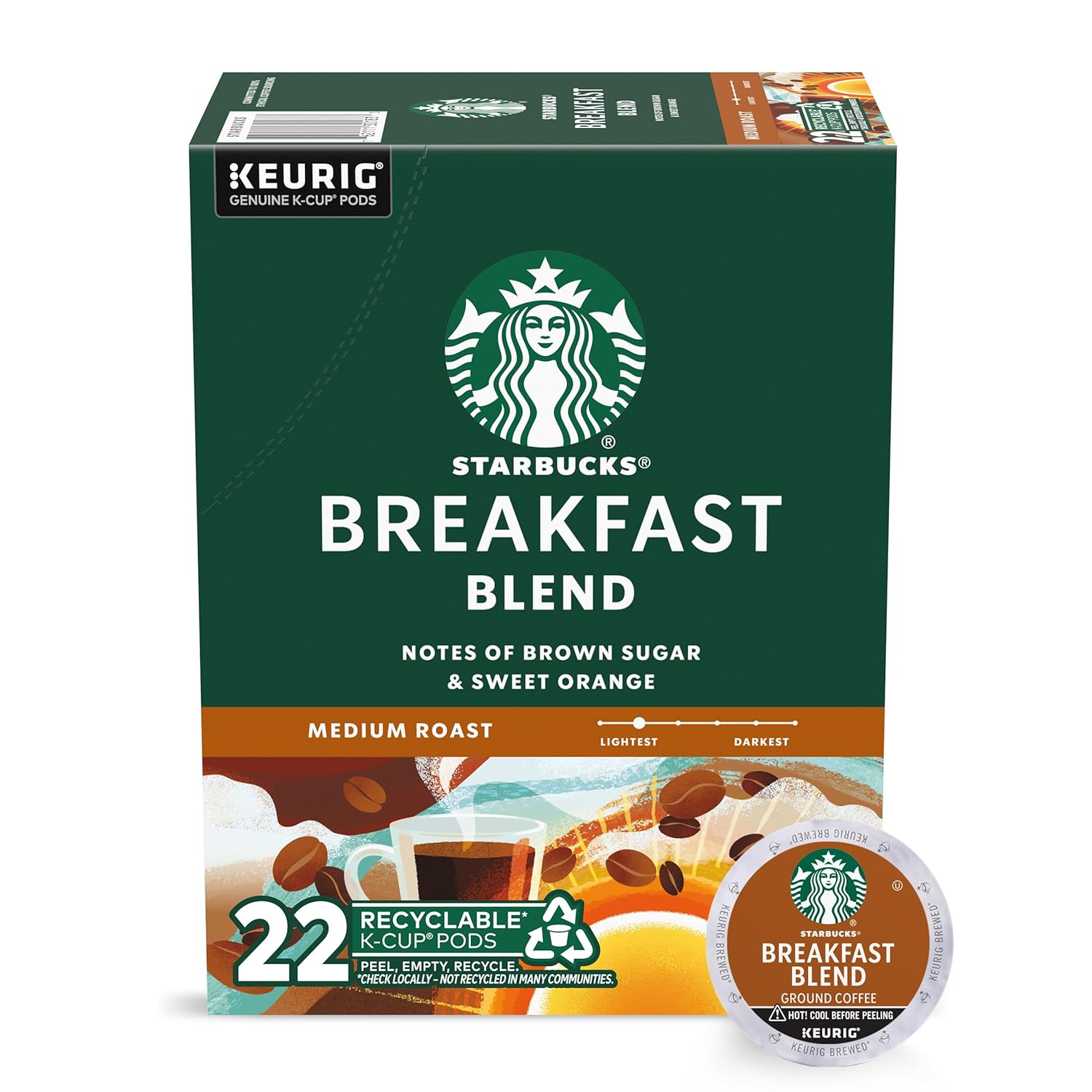 Starbucks K-Cup Coffee Pods, Medium Roast Coffee, Pike Place Roast for Keurig Brewers,