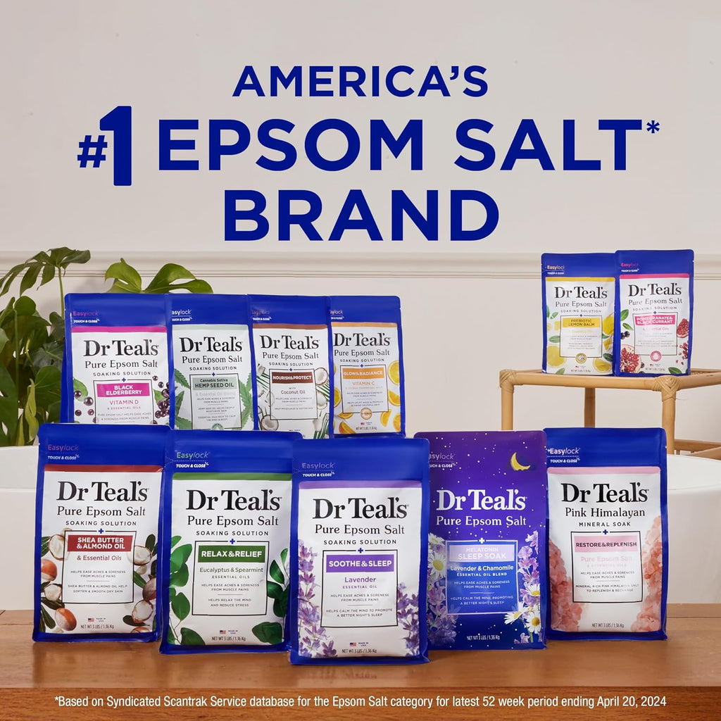 Dr Teal's Epsom Salt Magnesium Soak, Fragrance Free,