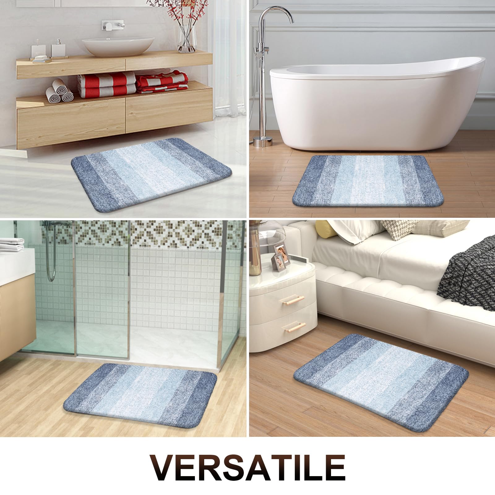 OLANLY Bathroom Rugs Mat 30x20, Extra Soft Absorbent Microfiber Bath Rugs, Rubber Backing, Quick Dry, Machine Washable Bath Mats for Bathroom Floor, Tub and Shower, Home Decor Accessories, Grey