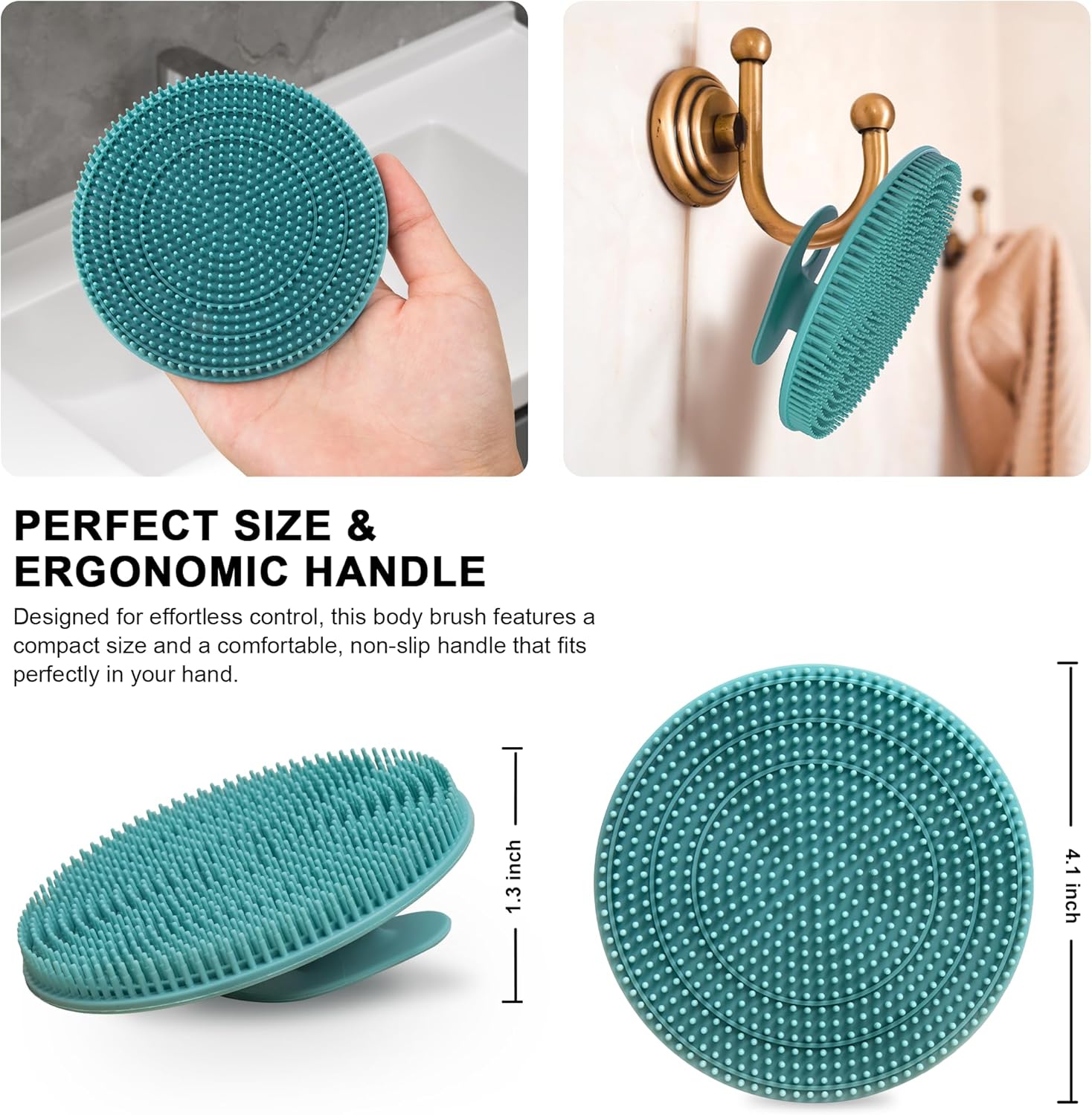 INNERNEED Food-Grade Soft Silicone Body Scrubber Shower Brush Handheld Cleansing Skin Brush,
