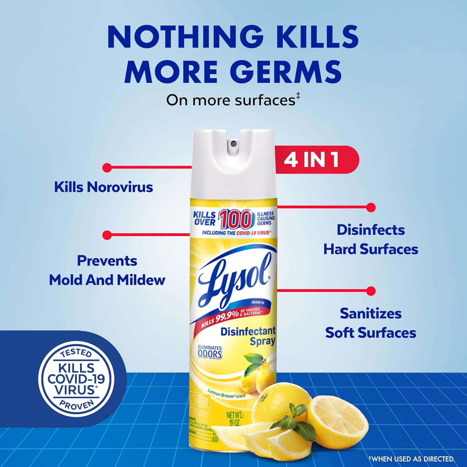 Lysol Disinfectant Spray, Household Essential Cleaning Supplies, Multi-Purpose Room Spray, A