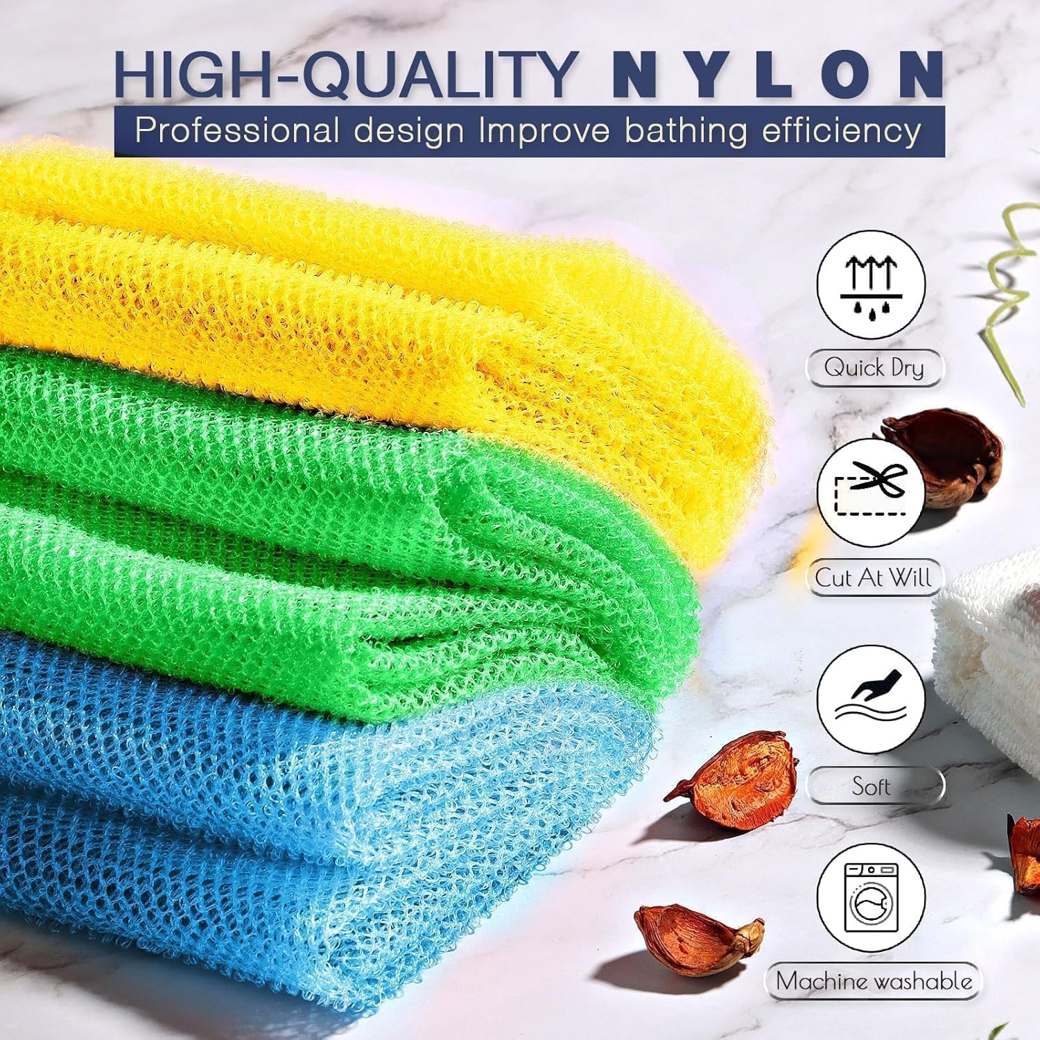 UJFQBH 3 Pieces African Bath Sponge African Net Long Net Bath Sponge Exfoliating Shower Body Scrubber Back Scrubber Skin Smoother