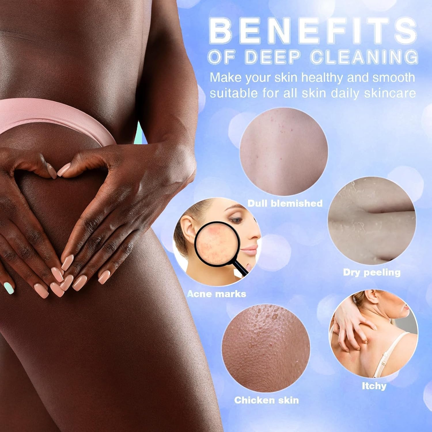 UJFQBH 3 Pieces African Bath Sponge African Net Long Net Bath Sponge Exfoliating Shower Body Scrubber Back Scrubber Skin Smoother