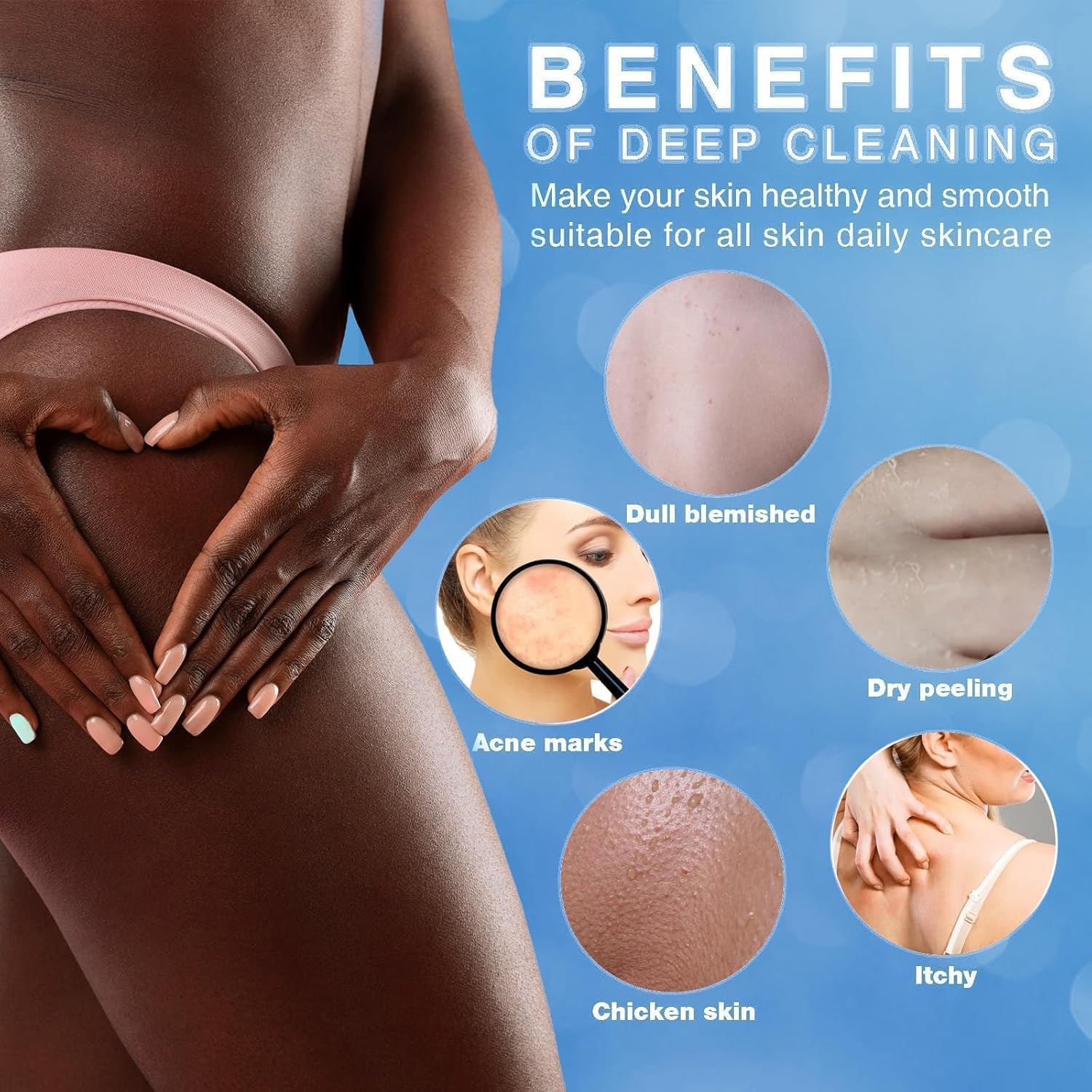UJFQBH 3 Pieces African Bath Sponge African Net Long Net Bath Sponge Exfoliating Shower Body Scrubber Back Scrubber Skin Smoother
