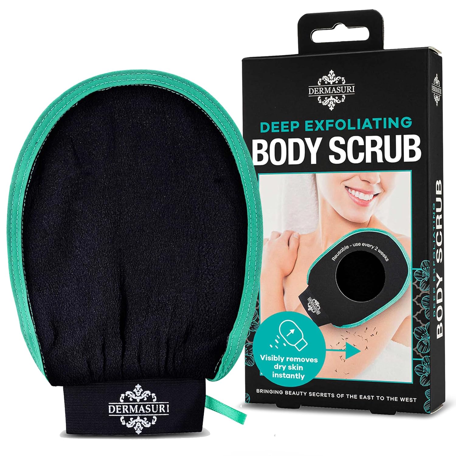 Dermasuri Deep Exfoliating Glove - Polishing Mitt Body Scrubber - Korean Skin Cleaner Exfoliator & Dead Skin Buffing Treatment -
