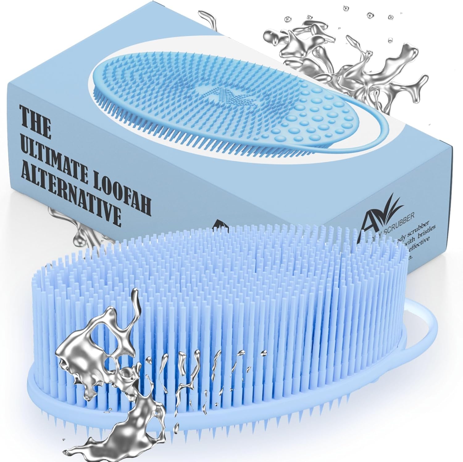 Avilana Silicone Body Scrubber – Gentle Shower Brush & Loofah Alternative – Silver-Infused Options – Fast-Drying, Hygienic