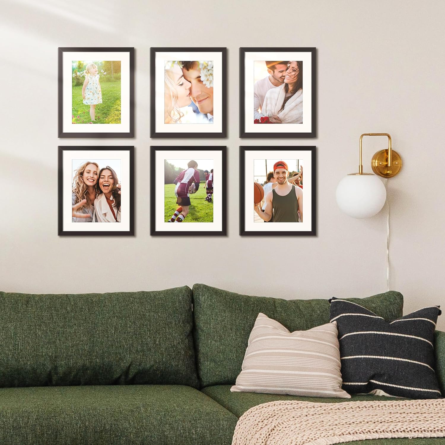 upsimples 8x10 Picture Frame Set of 5, Display Pictures 5x7 with Mat or 8 x 10 Without, Wall Gallery Photo Frames, Black