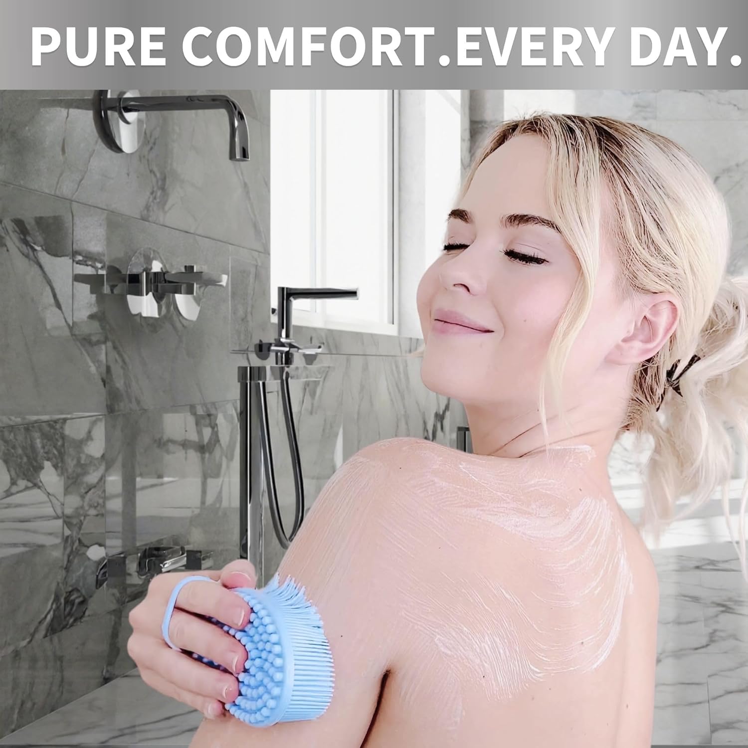 Avilana Silicone Body Scrubber – Gentle Shower Brush & Loofah Alternative – Silver-Infused Options – Fast-Drying, Hygienic