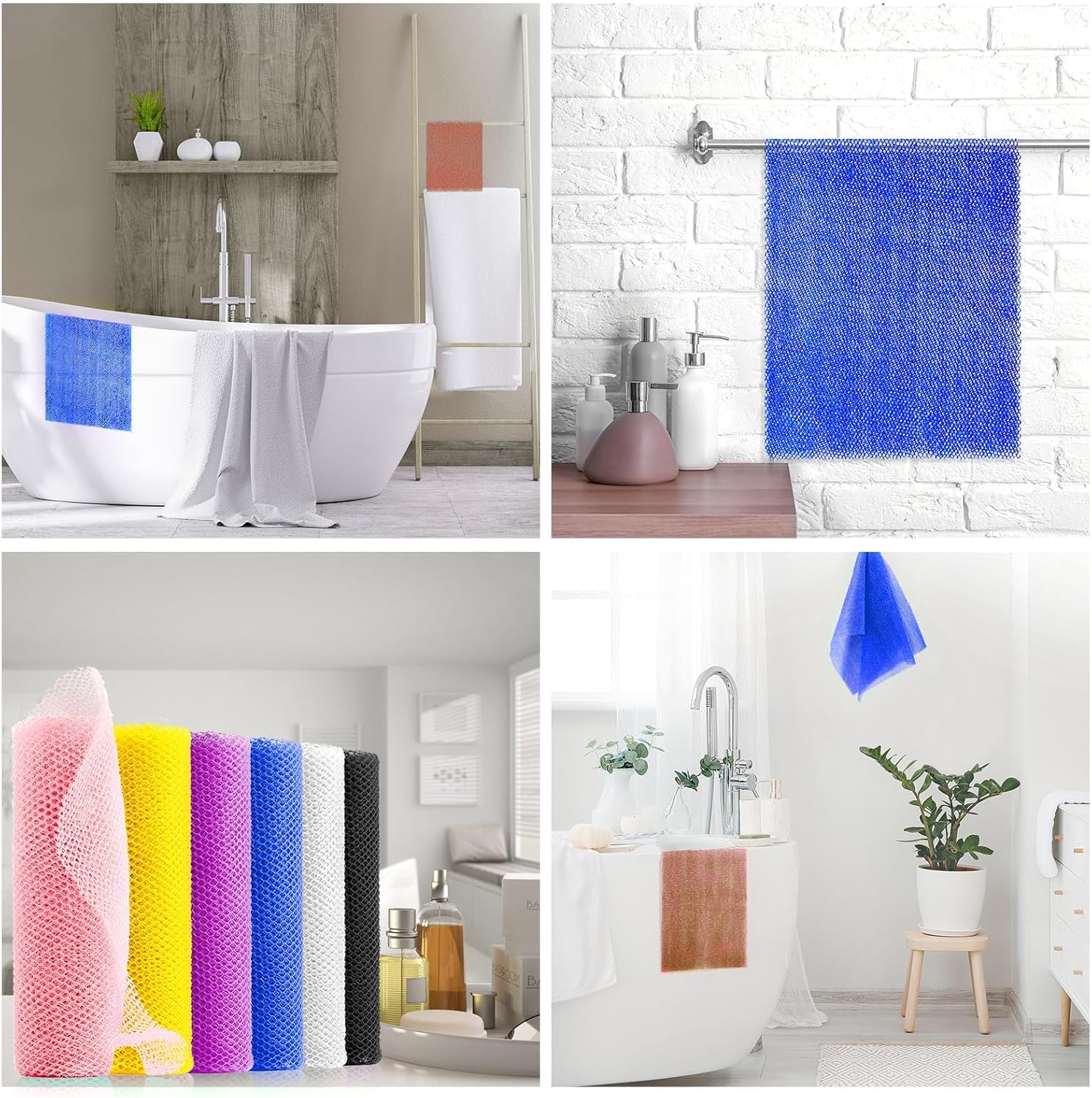 UJFQBH 3 Pieces African Bath Sponge African Net Long Net Bath Sponge Exfoliating Shower Body Scrubber Back Scrubber Skin Smoother