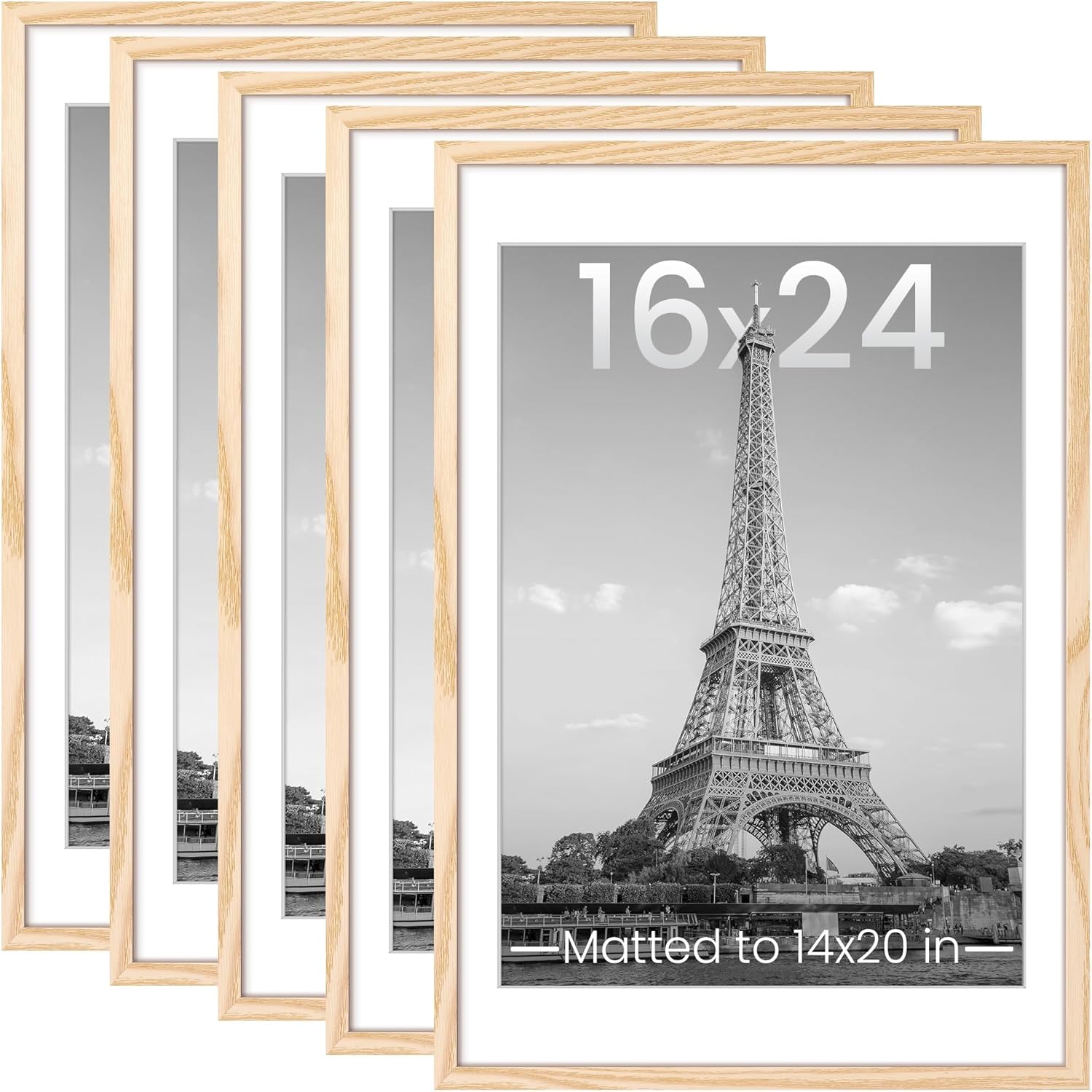 upsimples 8x10 Picture Frame Set of 5, Display Pictures 5x7 with Mat or 8 x 10 Without, Wall Gallery Photo Frames, Black