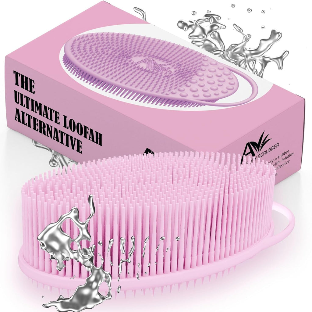 Avilana Silicone Body Scrubber – Gentle Shower Brush & Loofah Alternative – Silver-Infused Options – Fast-Drying, Hygienic