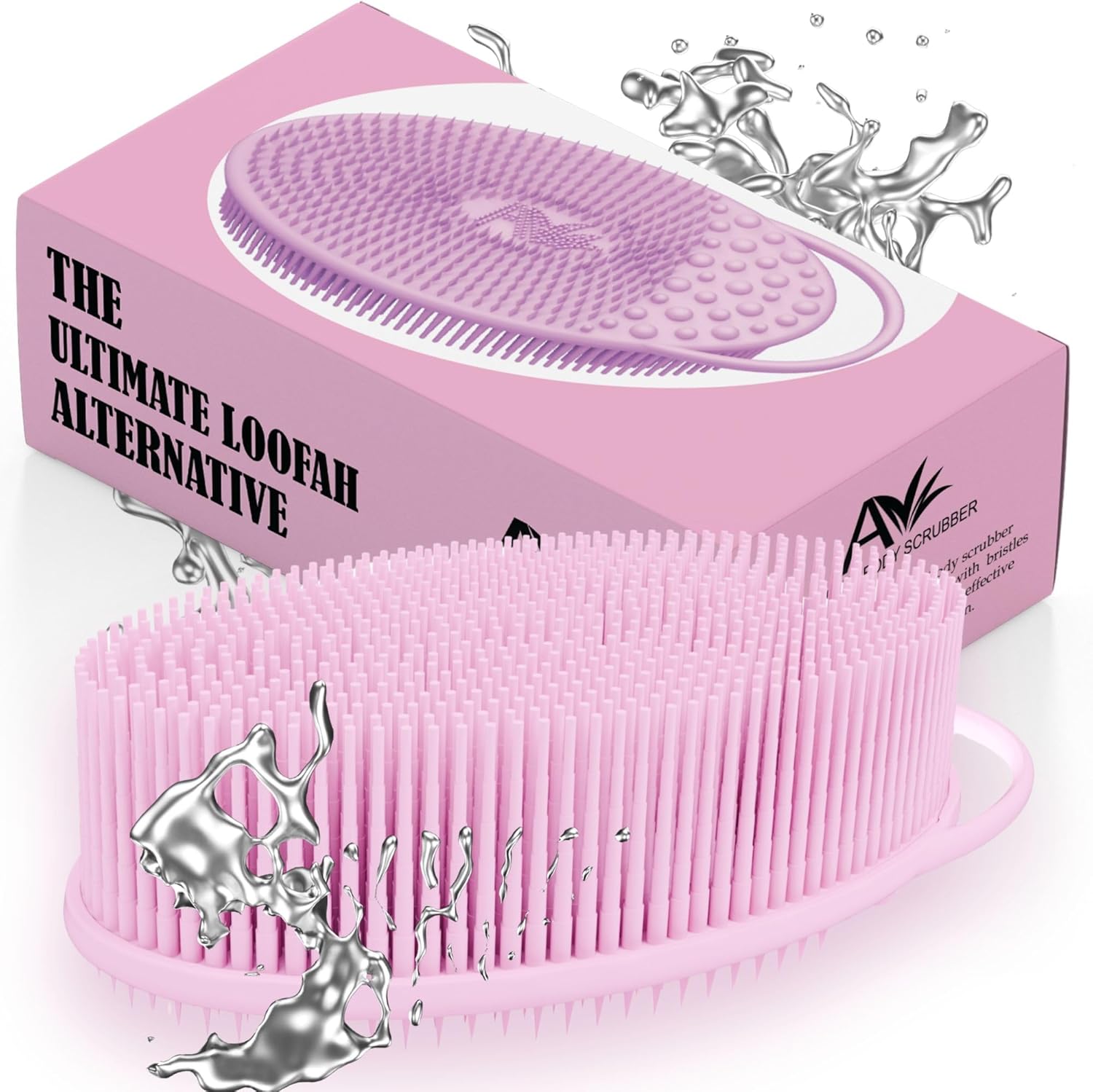 Avilana Silicone Body Scrubber – Gentle Shower Brush & Loofah Alternative – Silver-Infused Options – Fast-Drying, Hygienic