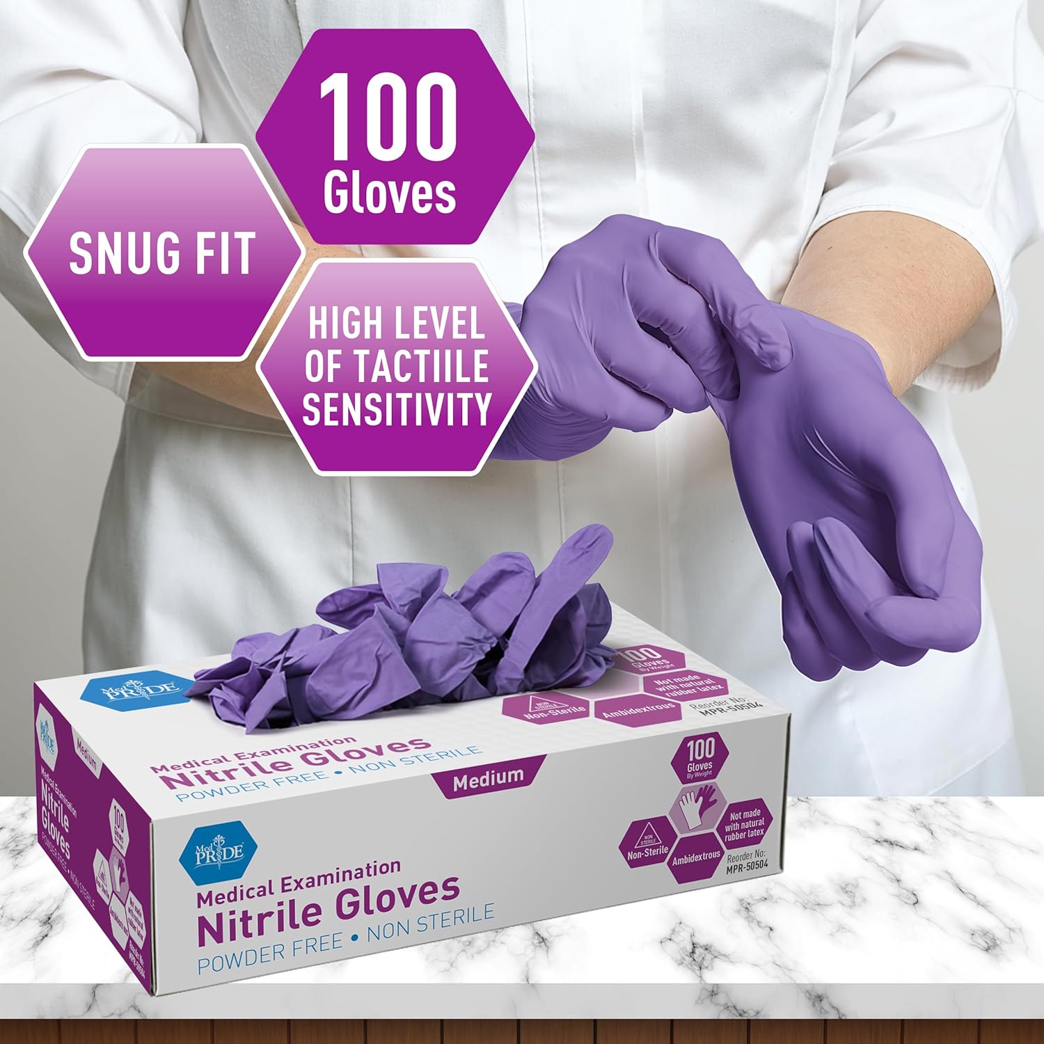 MedPride Powder-Free Nitrile Exam Gloves