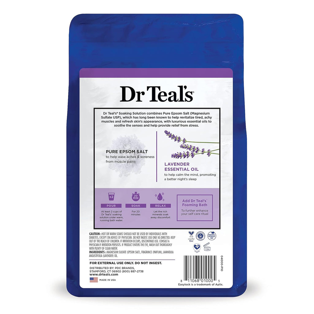 Dr Teal's Epsom Salt Magnesium Soak, Soothe & Sleep with Lavender,