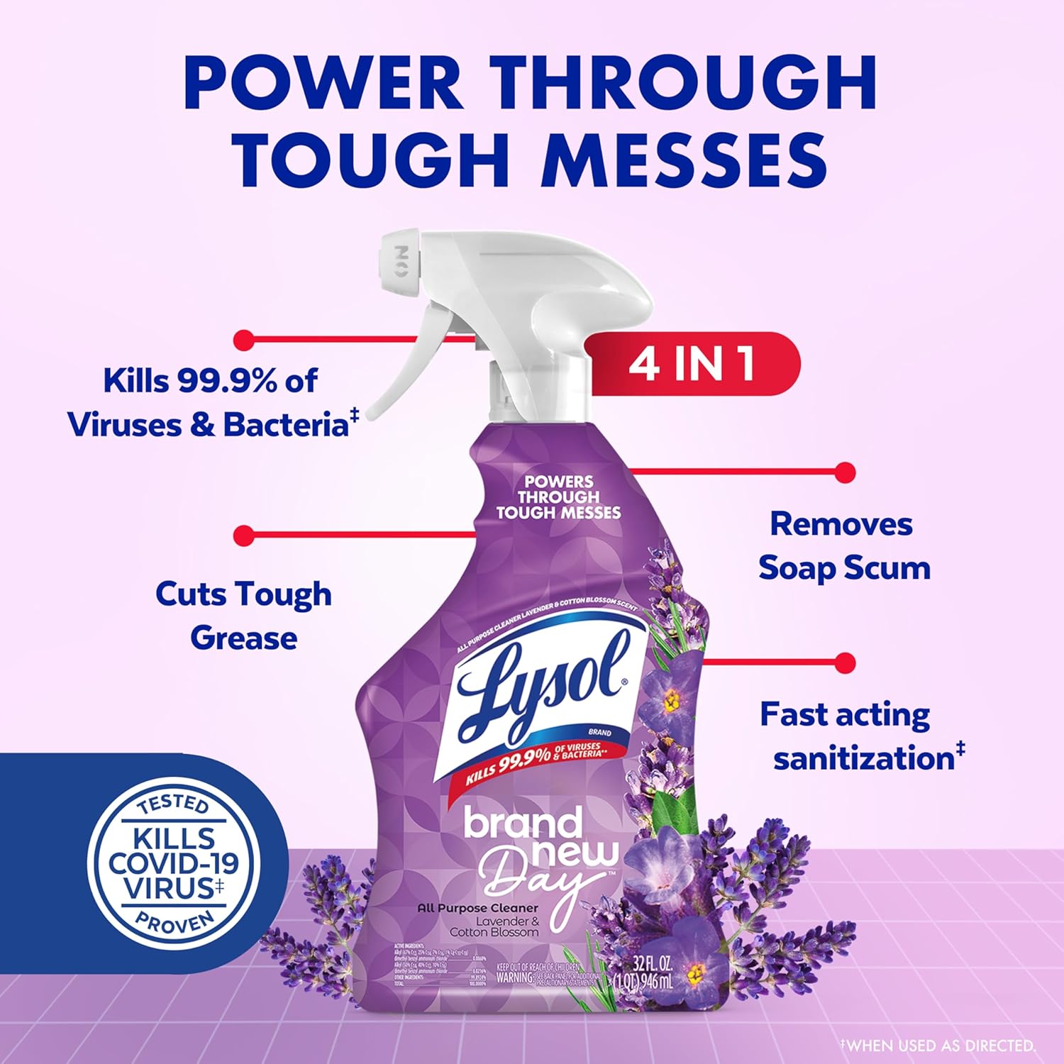 Lysol All Purpose Cleaner Spray, Multi-Purpose Disinfecting Spray, Kitchen & Bathroom Cleaner,