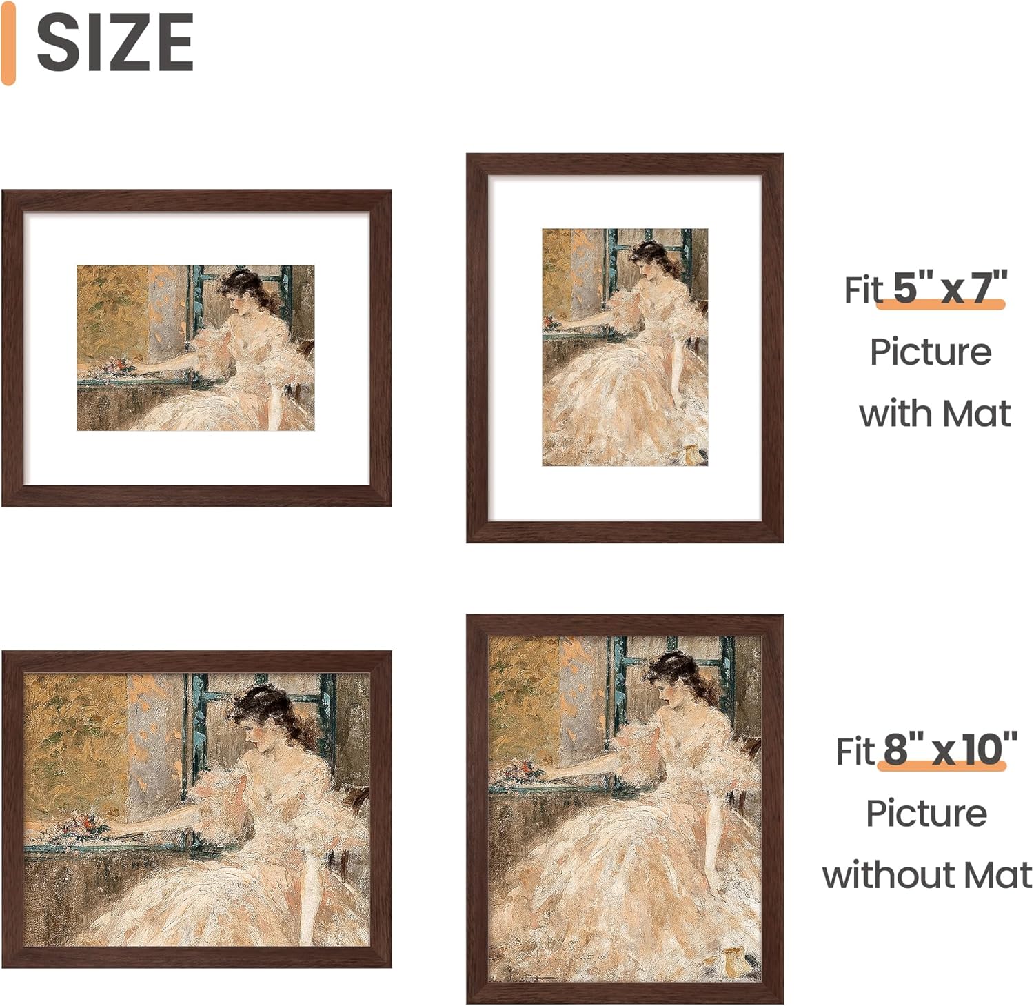 upsimples 8x10 Picture Frame Set of 5, Display Pictures 5x7 with Mat or 8 x 10 Without, Wall Gallery Photo Frames, Black