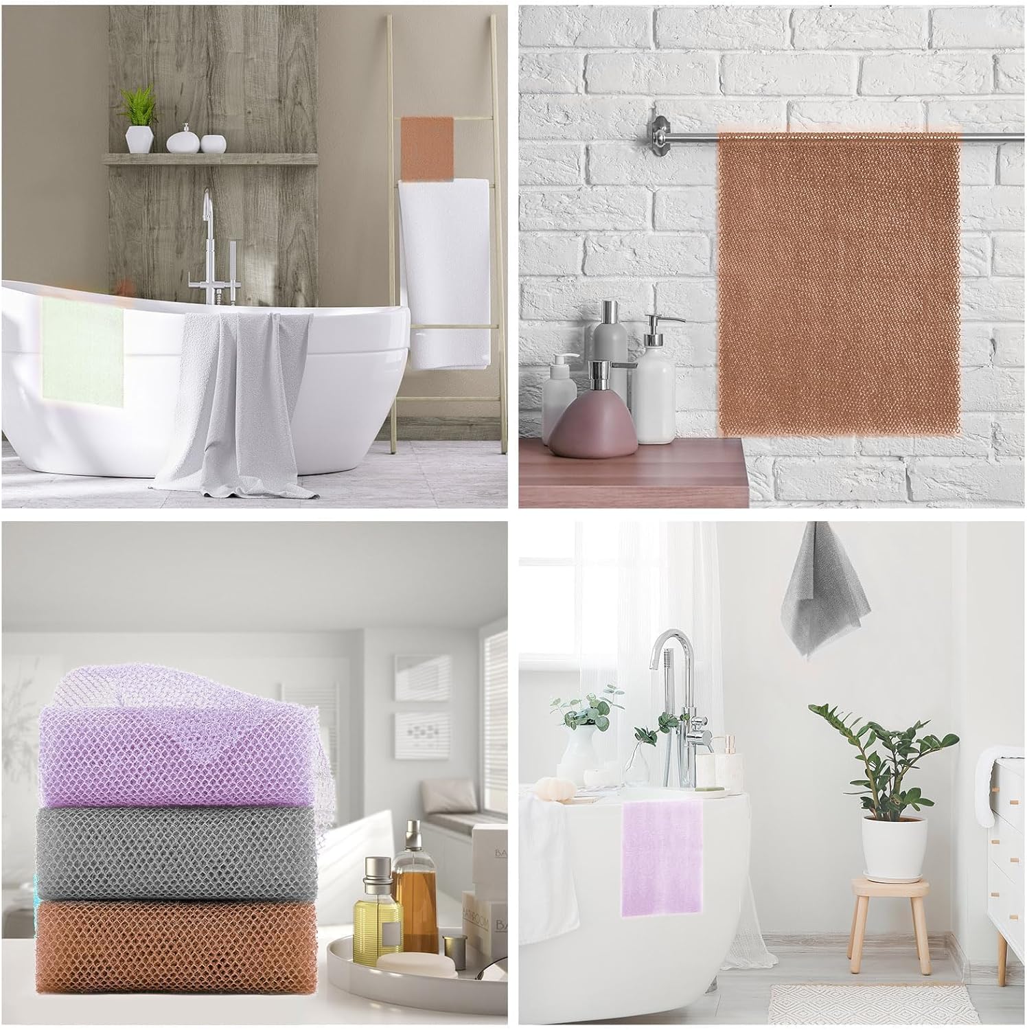 UJFQBH 3 Pieces African Bath Sponge African Net Long Net Bath Sponge Exfoliating Shower Body Scrubber Back Scrubber Skin Smoother