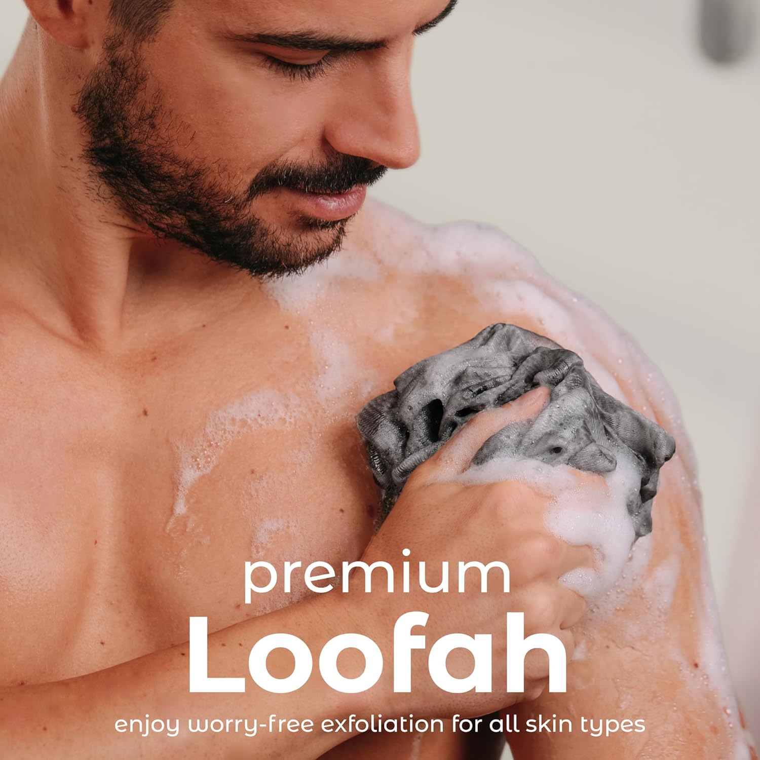 MainBasics Bath Shower Loofah Sponge Pouf Body Scrubber Exfoliator Body Wash Sponge