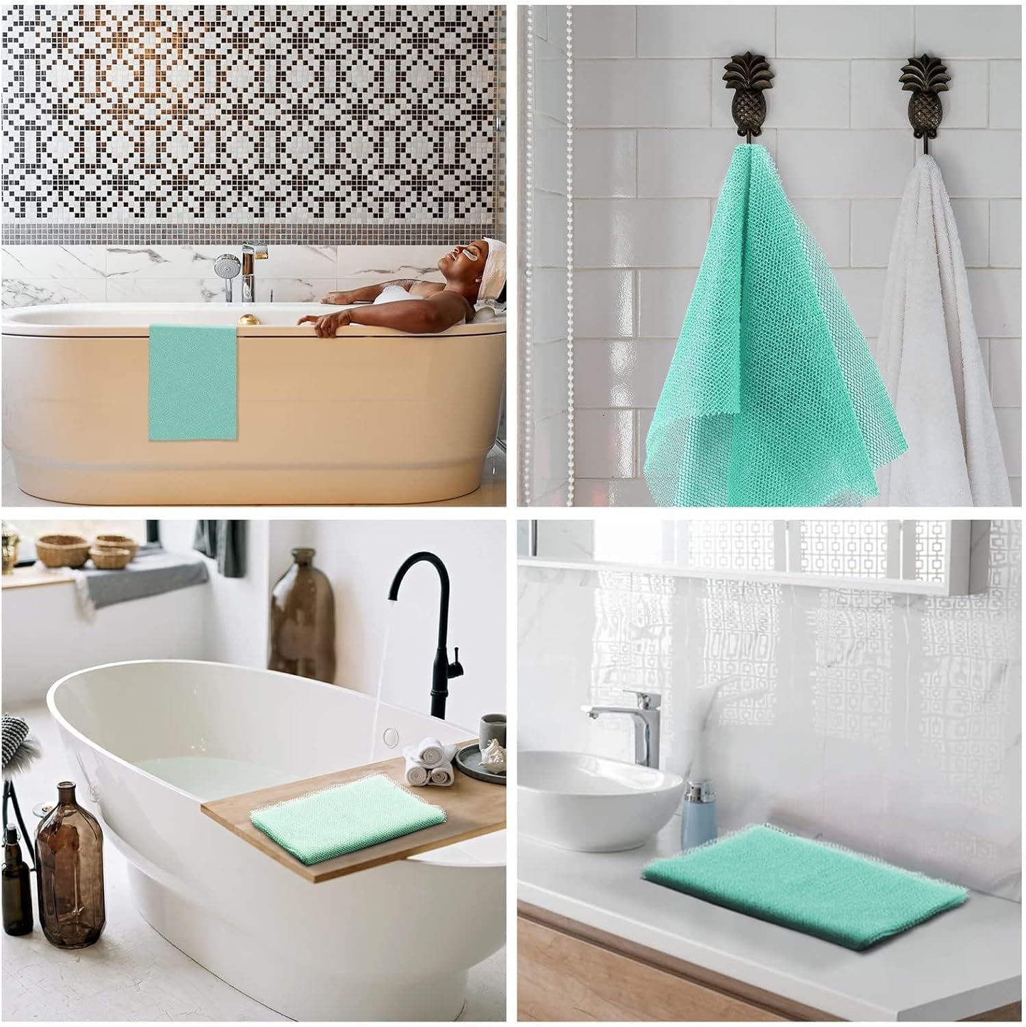 UJFQBH 3 Pieces African Bath Sponge African Net Long Net Bath Sponge Exfoliating Shower Body Scrubber Back Scrubber Skin Smoother