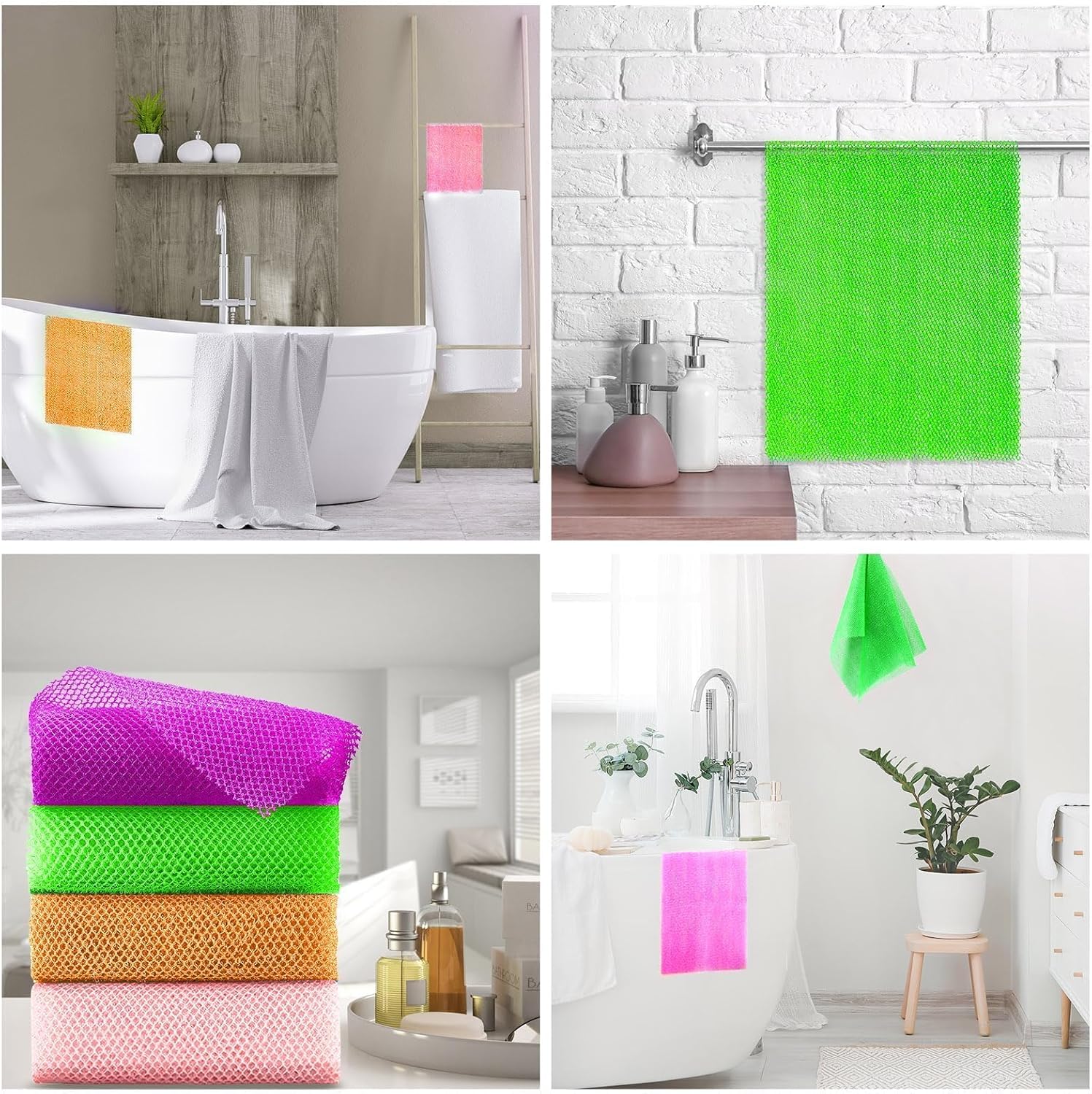UJFQBH 3 Pieces African Bath Sponge African Net Long Net Bath Sponge Exfoliating Shower Body Scrubber Back Scrubber Skin Smoother