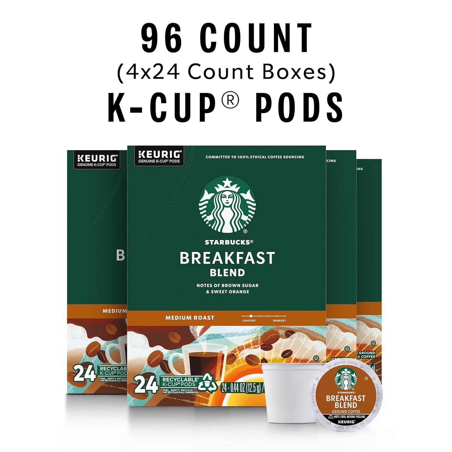 Starbucks K-Cup Coffee Pods, Medium Roast Coffee, Pike Place Roast for Keurig Brewers,