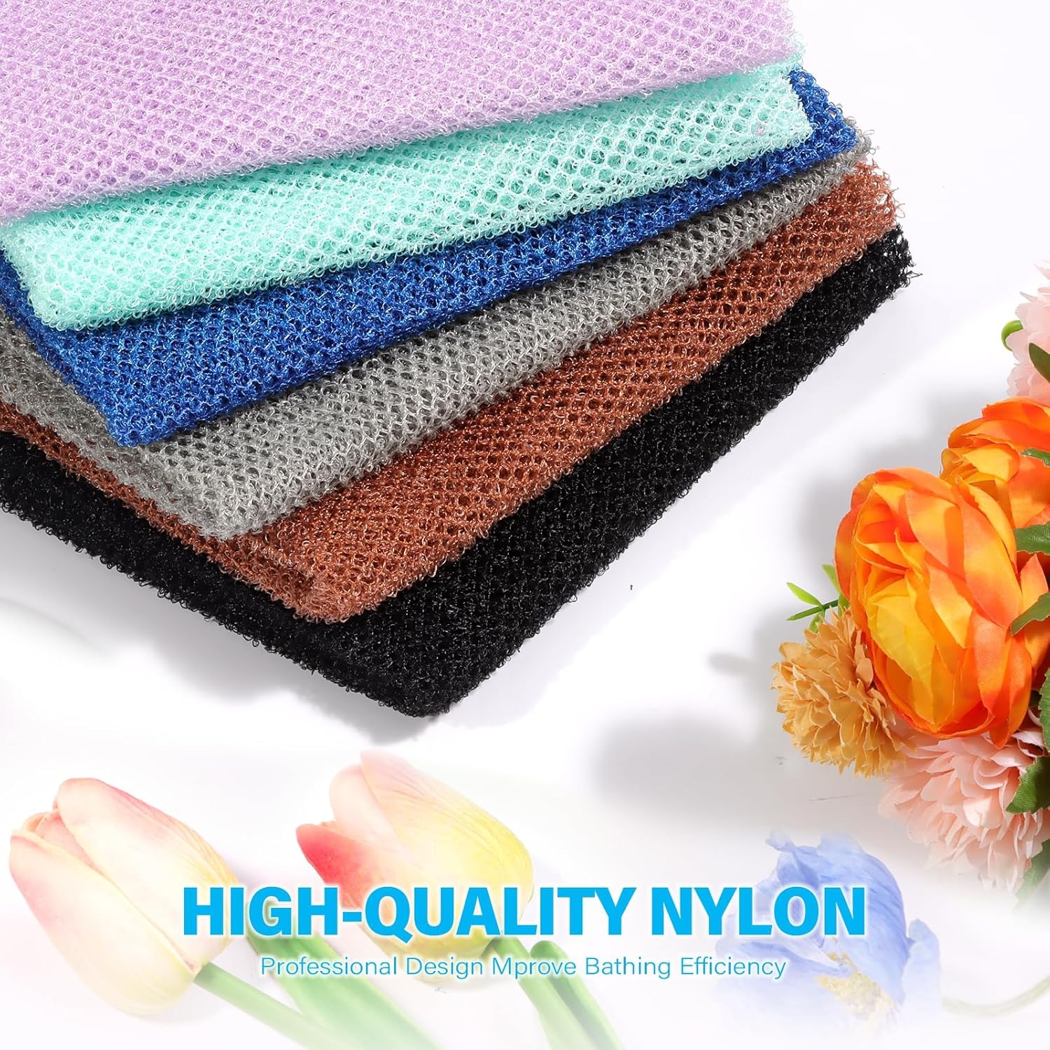 UJFQBH 3 Pieces African Bath Sponge African Net Long Net Bath Sponge Exfoliating Shower Body Scrubber Back Scrubber Skin Smoother