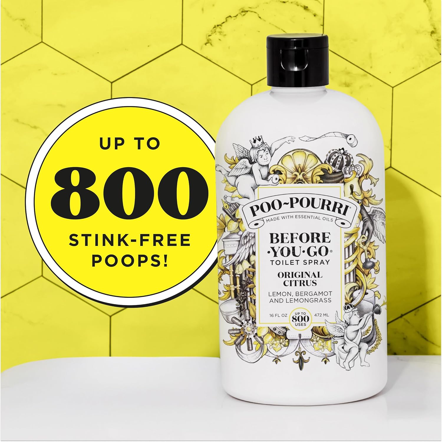 Poo-Pourri Before-You-Go Toilet Spray, Original Citrus, 2 Fl Oz - Lemon, Bergamot and Lemongrass