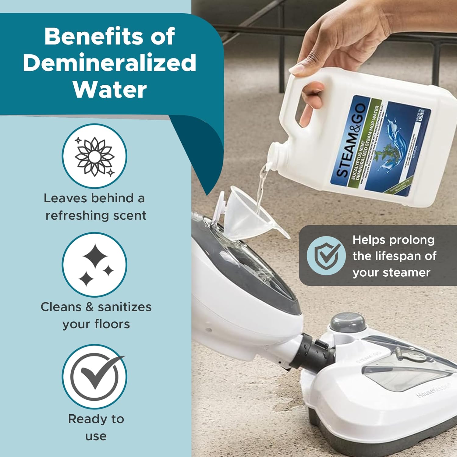 Steam & Go - Demineralized Water for Steam Cleaner,