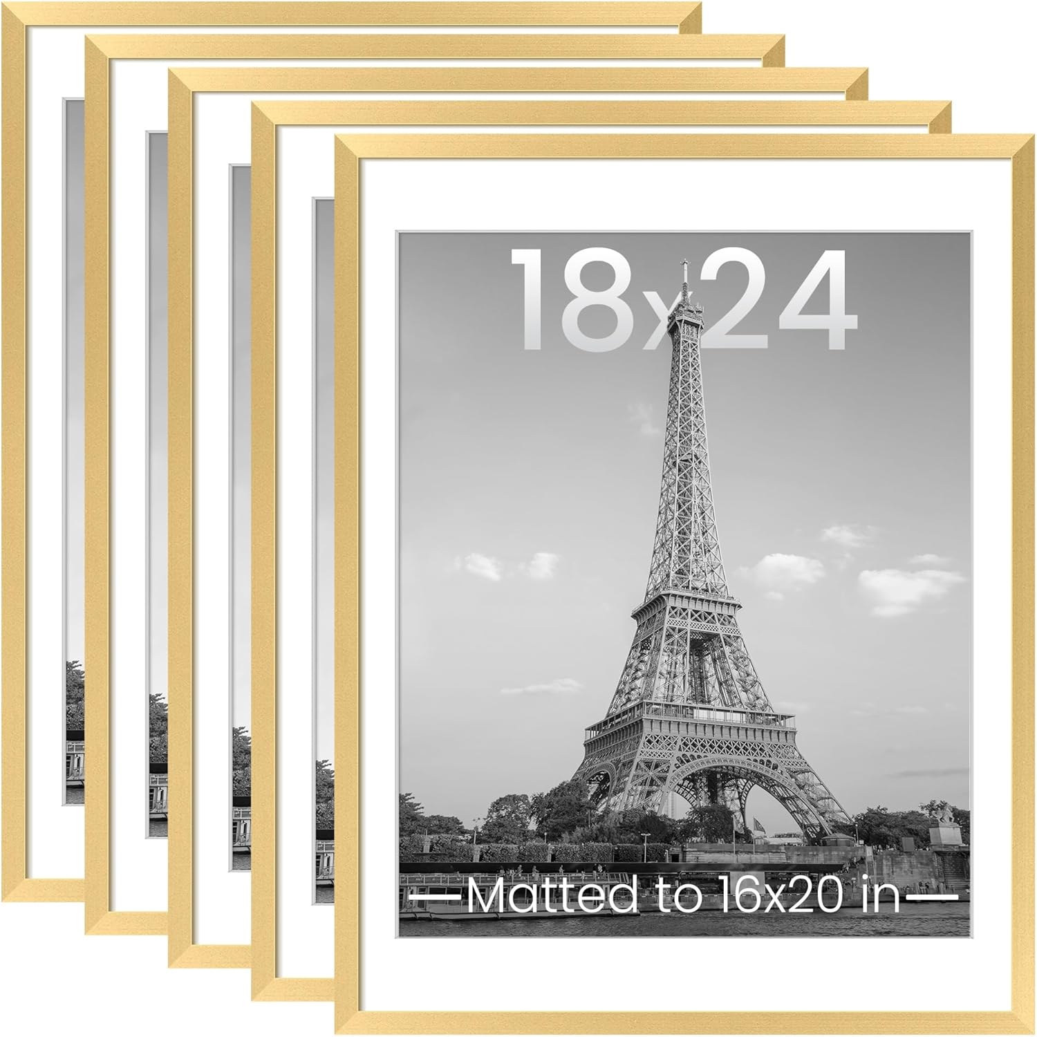 upsimples 8x10 Picture Frame Set of 5, Display Pictures 5x7 with Mat or 8 x 10 Without, Wall Gallery Photo Frames, Black