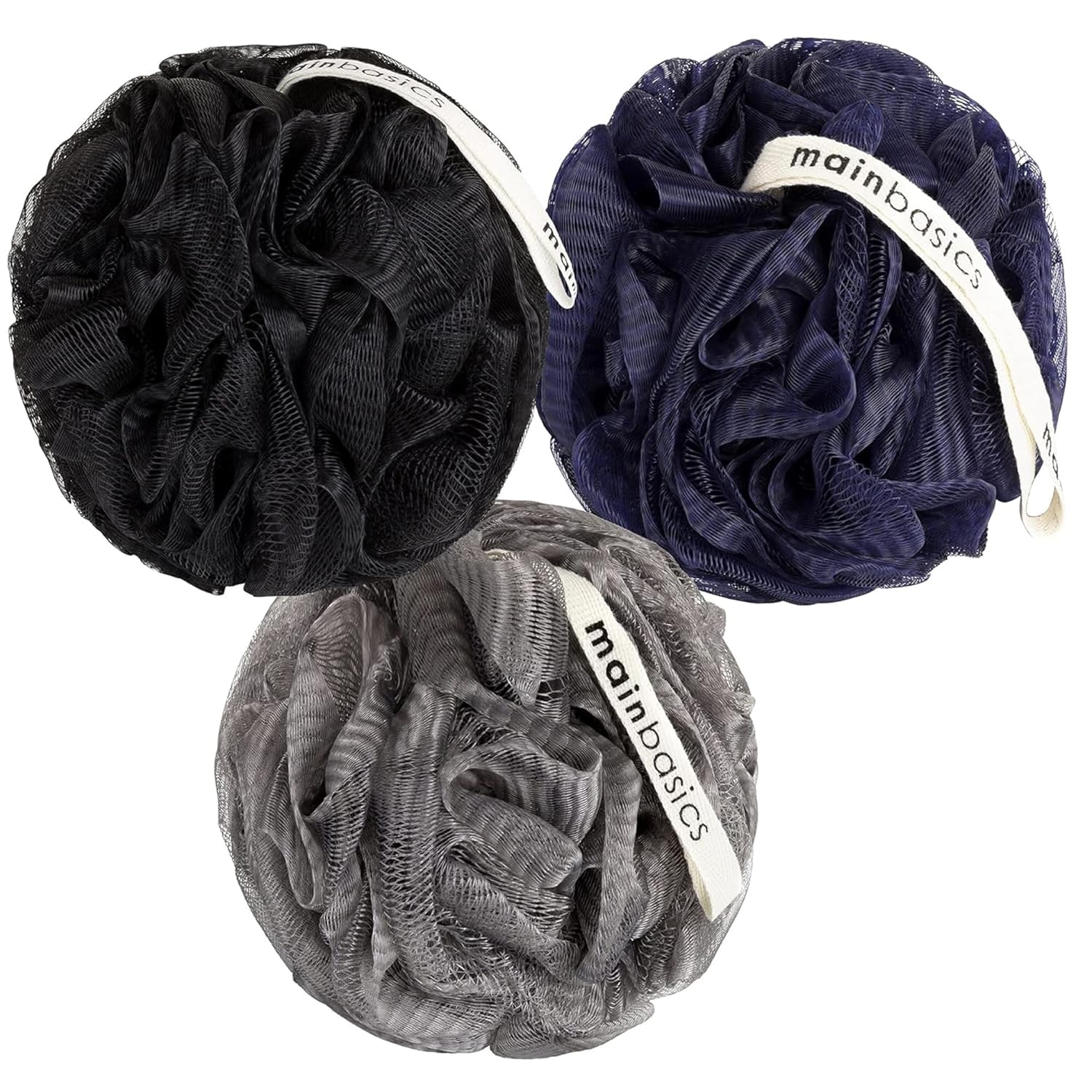MainBasics Bath Shower Loofah Sponge Pouf Body Scrubber Exfoliator Body Wash Sponge