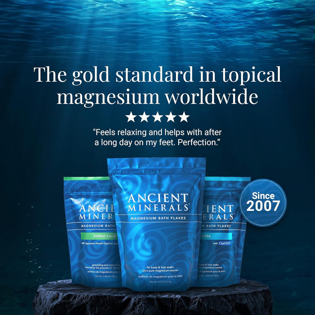 Ancient Minerals Magnesium Bath Flakes – Pure Zechstein Magnesium Chloride for Soaking and Whole-Body Replenishment,