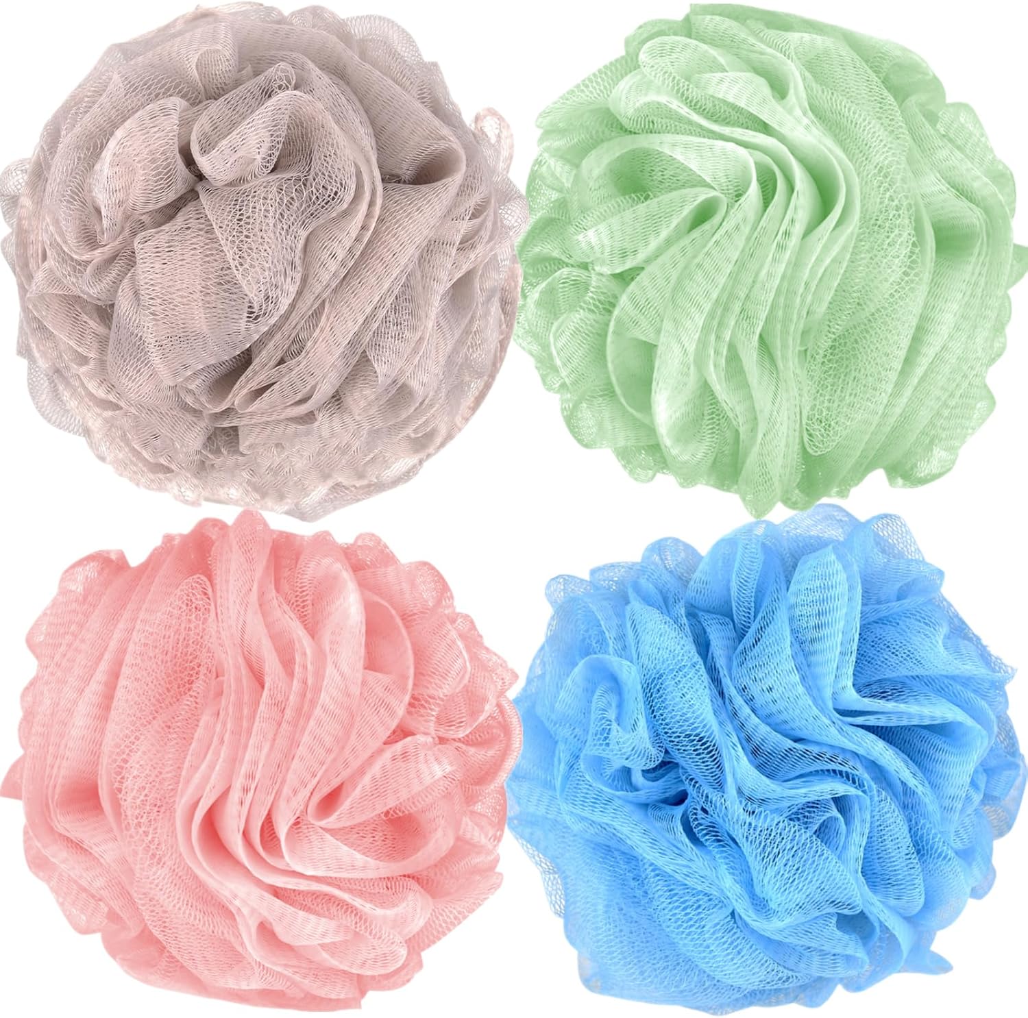 Fu Store Loofah Sponge Shower Loofahs 50g Bath Sponges Mesh Balls 4 Colors for Body Scrubber Exfoliator Wash Back Scrubber Bathroom Men Women