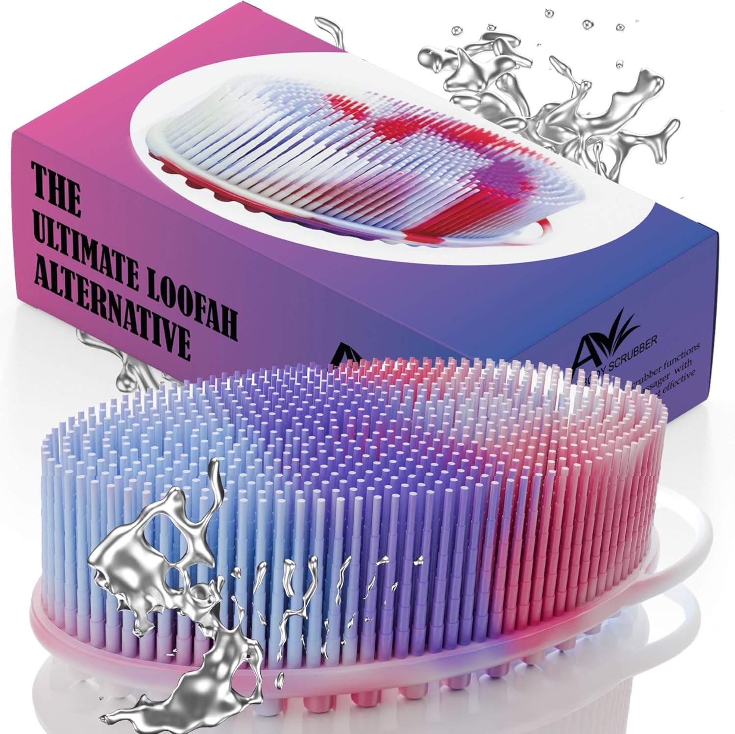 Avilana Silicone Body Scrubber – Gentle Shower Brush & Loofah Alternative – Silver-Infused Options – Fast-Drying, Hygienic