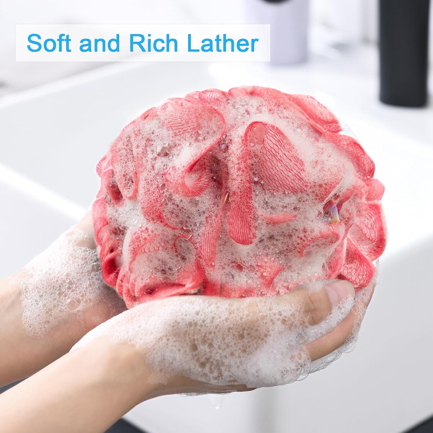 AmazerBath Loofah Sponge 75g/Piece, Exfoliating Bath Sponge Body Scrubber - Loofa Set of 4 Flower Color