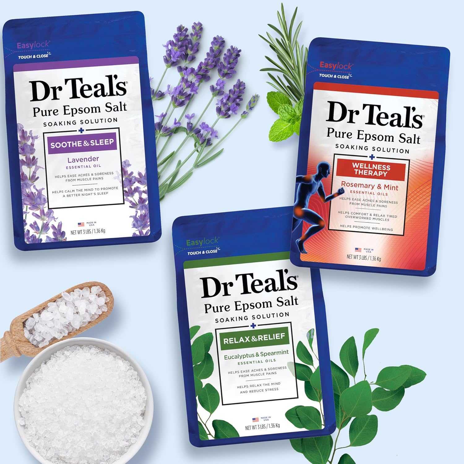 Dr Teal's Epsom Salt Magnesium Soak, Soothe & Sleep with Lavender,