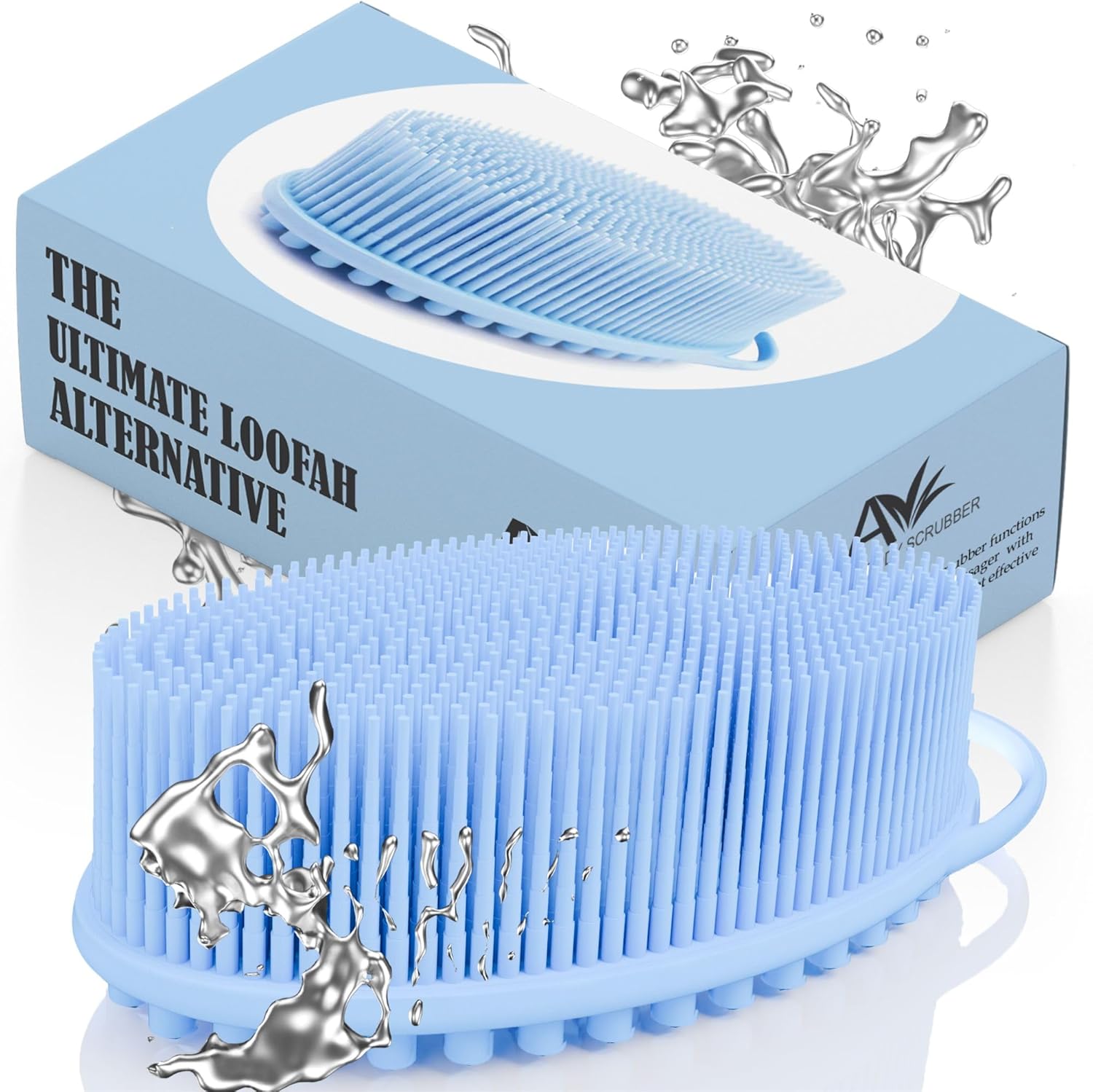 Avilana Silicone Body Scrubber – Gentle Shower Brush & Loofah Alternative – Silver-Infused Options – Fast-Drying, Hygienic
