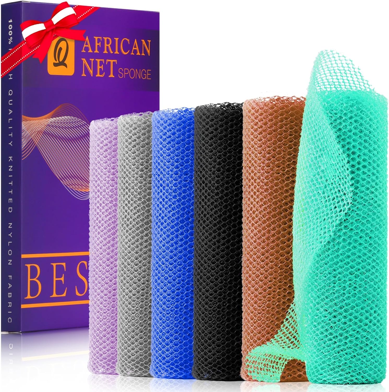 UJFQBH 3 Pieces African Bath Sponge African Net Long Net Bath Sponge Exfoliating Shower Body Scrubber Back Scrubber Skin Smoother