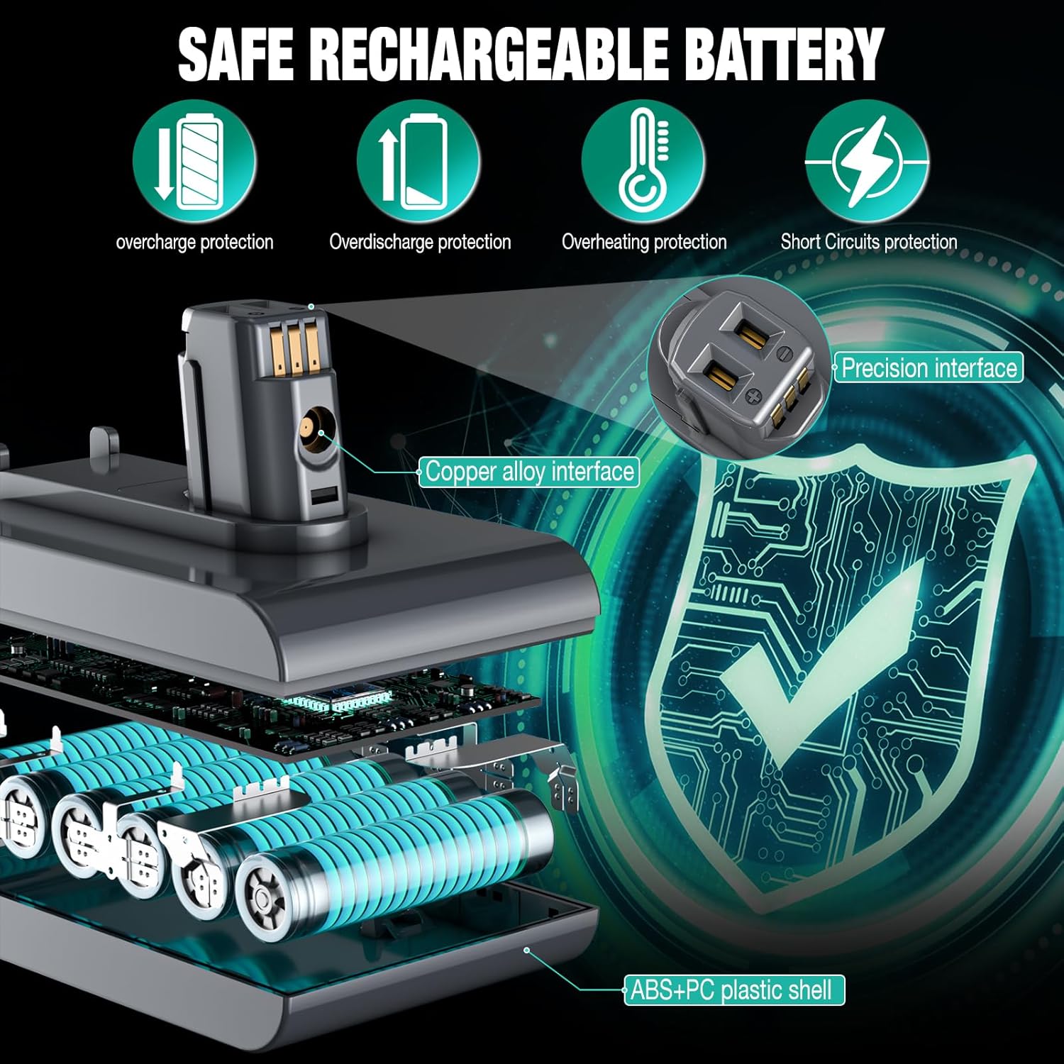 EGR Upgraded 7000mAh V8 Battery Replacement Compatible with Dyson V8 Animal Battery Replacement V8 Absolute V8 Motorhead V8 Fluffy SV10 Carbon Fiber Vacuum Cleaner 2 Filters and 3 Screws Included