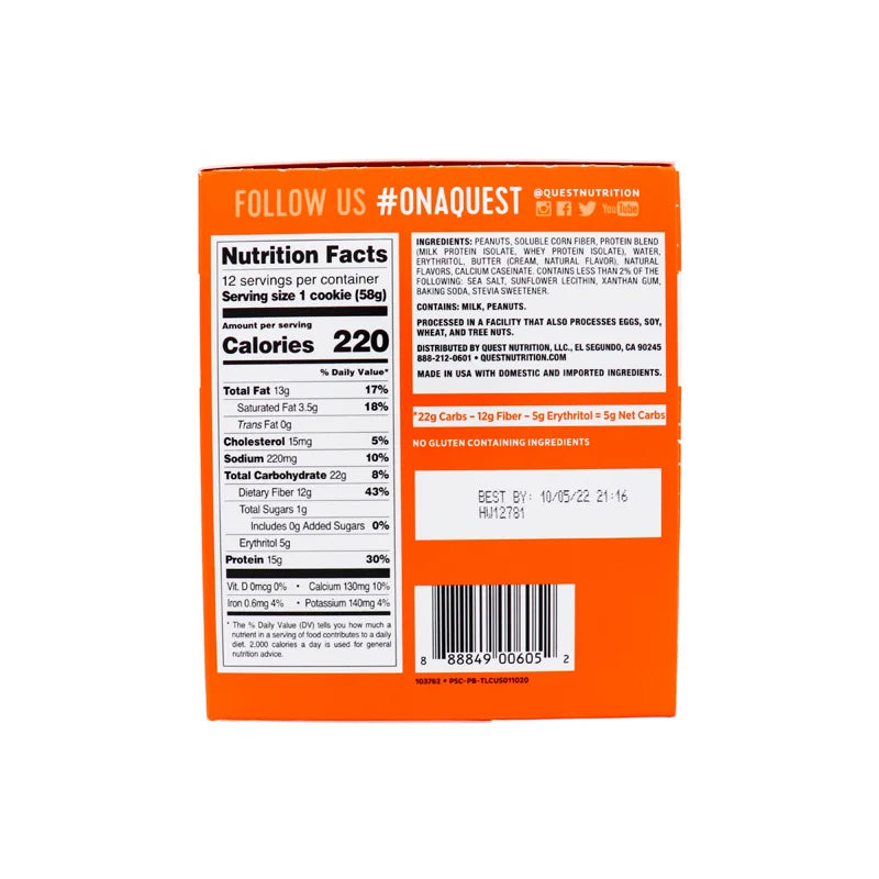 Quest Protein Peanut Butter Cookie 12 Count – 2.04 oz
