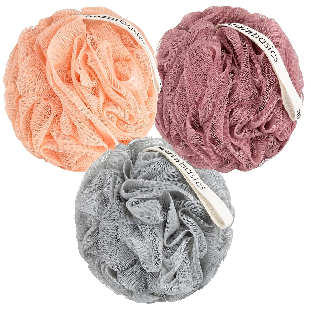 MainBasics Bath Shower Loofah Sponge Pouf Body Scrubber Exfoliator Body Wash Sponge