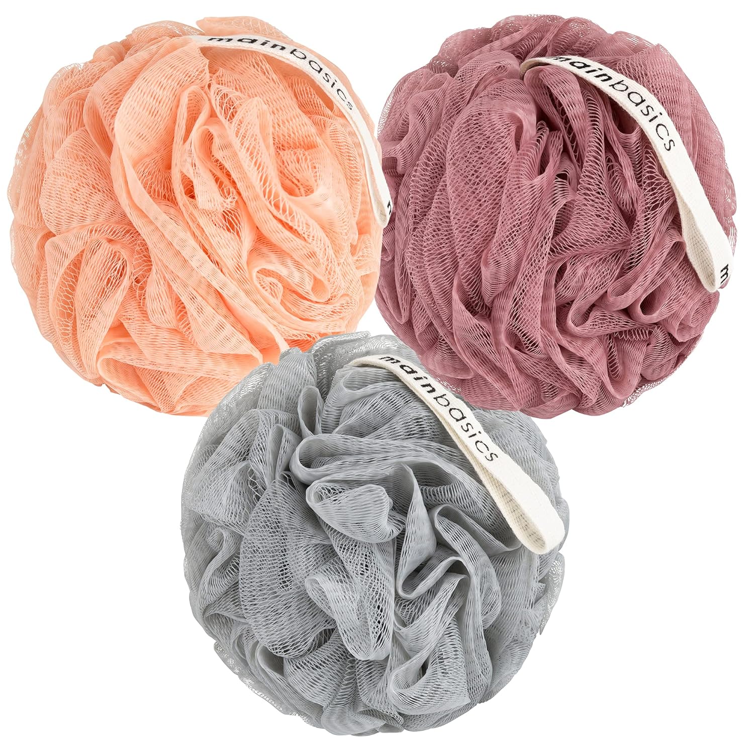 MainBasics Bath Shower Loofah Sponge Pouf Body Scrubber Exfoliator Body Wash Sponge