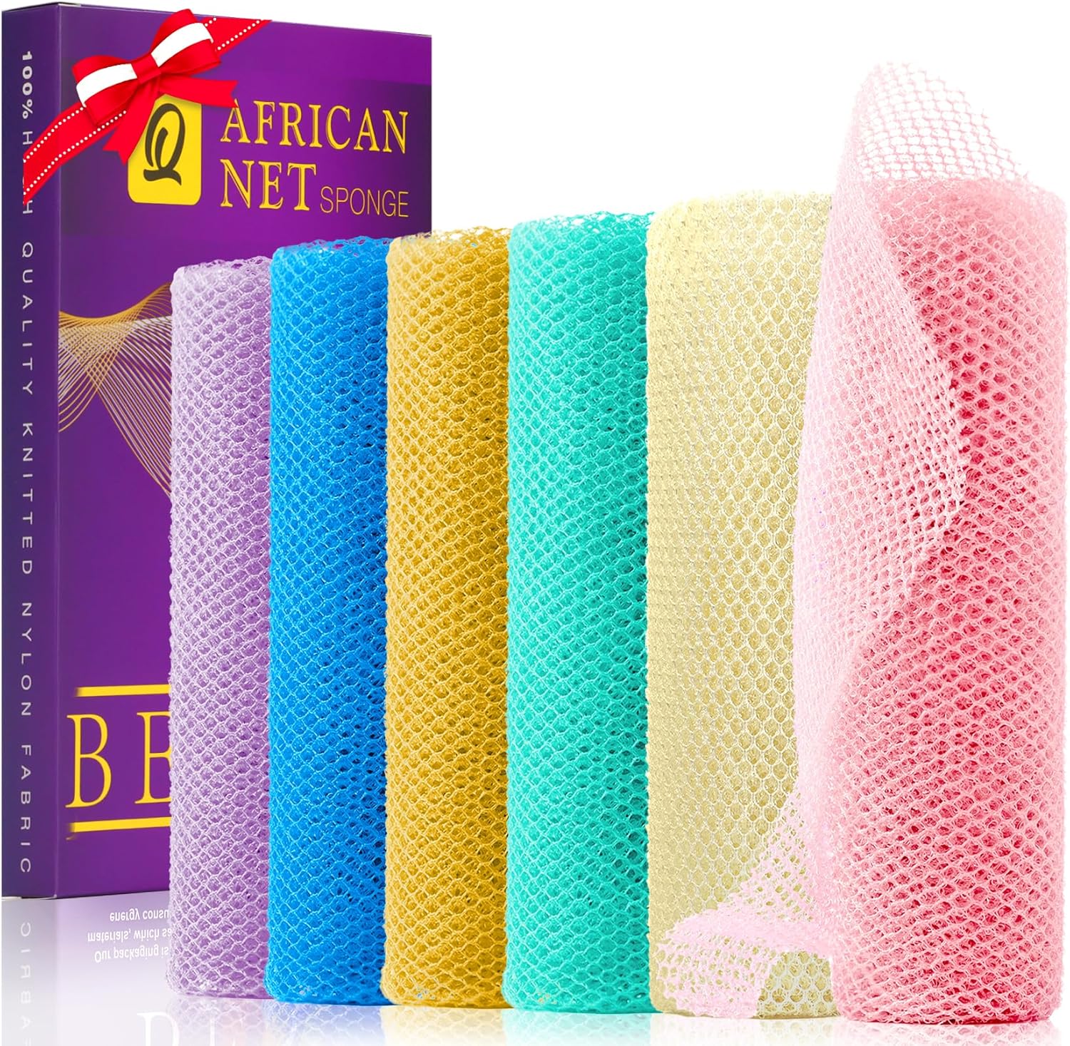 UJFQBH 3 Pieces African Bath Sponge African Net Long Net Bath Sponge Exfoliating Shower Body Scrubber Back Scrubber Skin Smoother