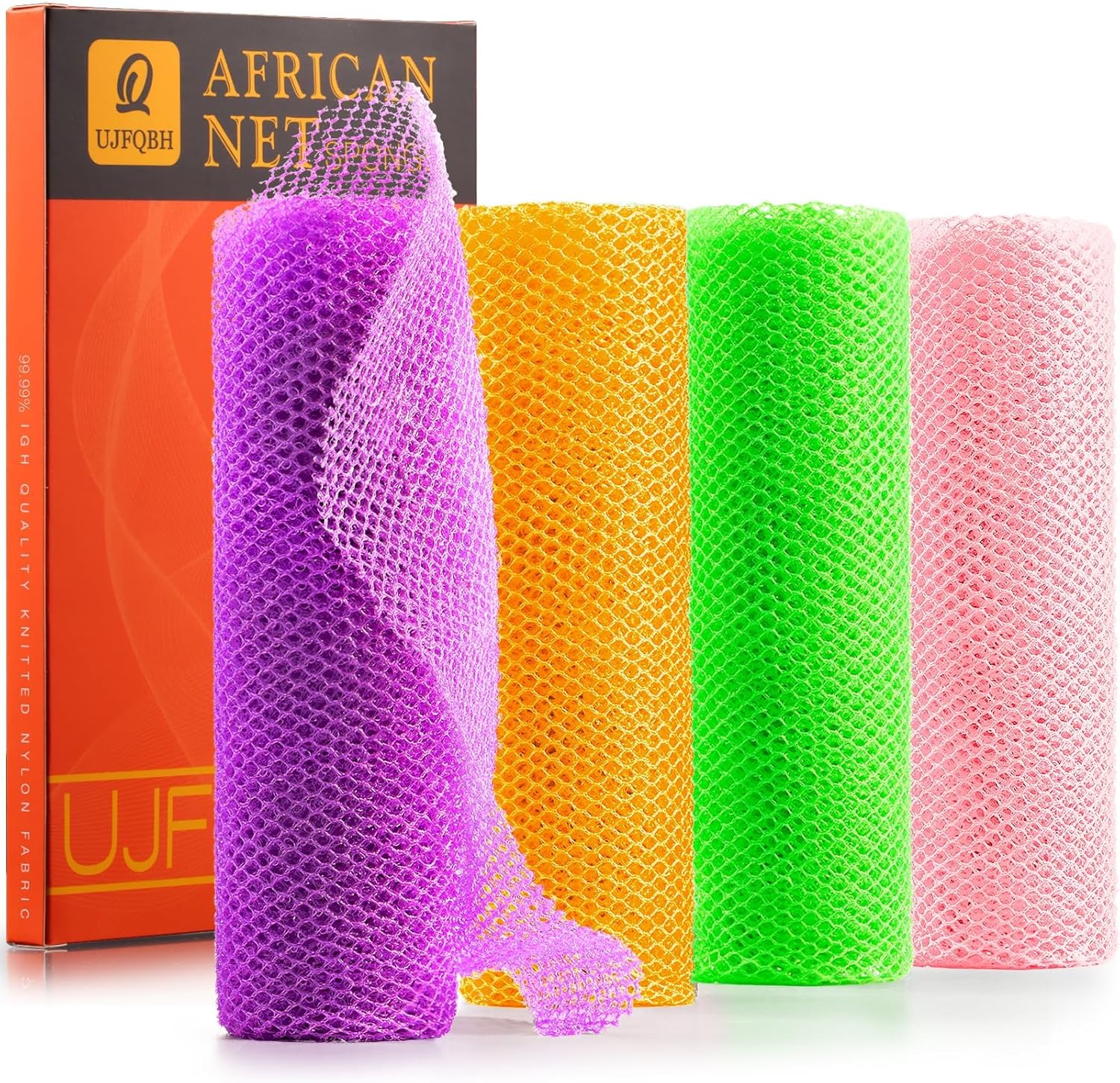 UJFQBH 3 Pieces African Bath Sponge African Net Long Net Bath Sponge Exfoliating Shower Body Scrubber Back Scrubber Skin Smoother